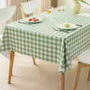 Hopeholic テーブルクロス ビニール おしゃれ テーブルカバー 撥水 PVC製 長方形 tablecloth 汚れ防止 防水 防油 北欧 テーブルマット 耐久 耐熱 ずれにくい 厚手140×180cm チェック柄 ワカミドリ