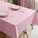 Hopeholic テーブルクロス ビニール おしゃれ テーブルカバー 撥水 PVC製 長方形 tablecloth 汚れ防止 防水 防油 北欧 テーブルマット 耐久 耐熱 ずれにくい 厚手140×180cm チェック柄 ピンク