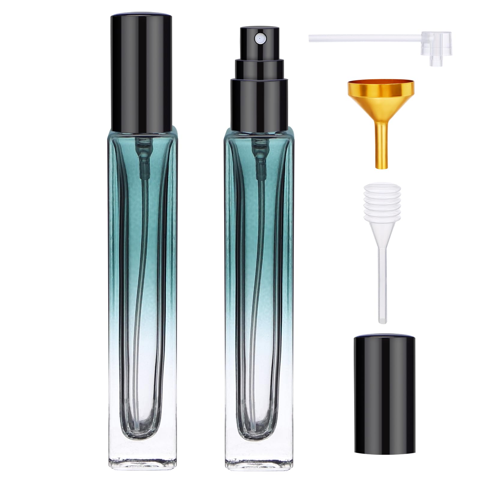 Segbeauty アトマイザー 10ml 2個入り プッシュ式 詰め替え 漏れない ミニボトル スプレーボトル クイック 香水噴霧器 携帯用 詰め替え容器 液漏れ防止 持ち込み可能 通勤 香水スプレー 【10ml グリーン グラデーション】