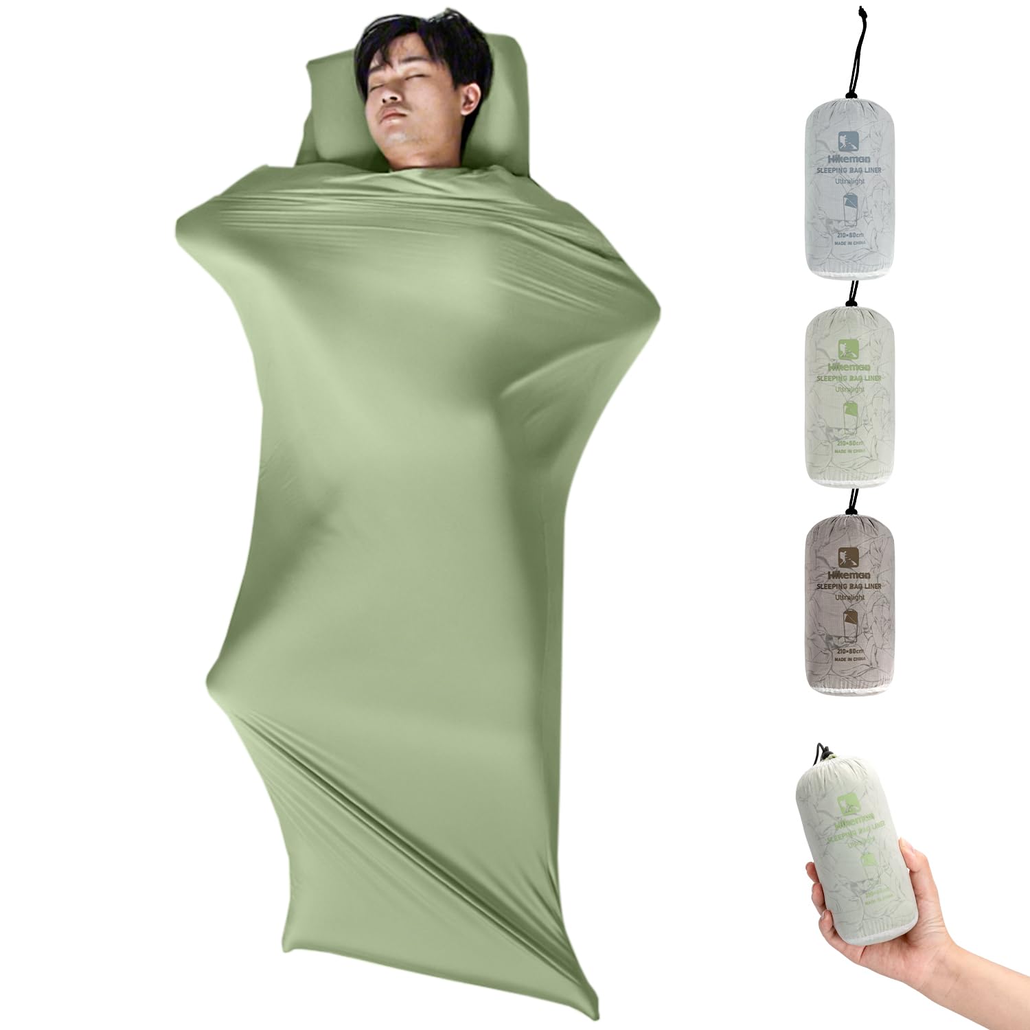 インナーシーツ インナーシュラフ 超軽量 168g コンパクト抗菌加工 ファスナー付き 肌触り良い 寝袋 ト..