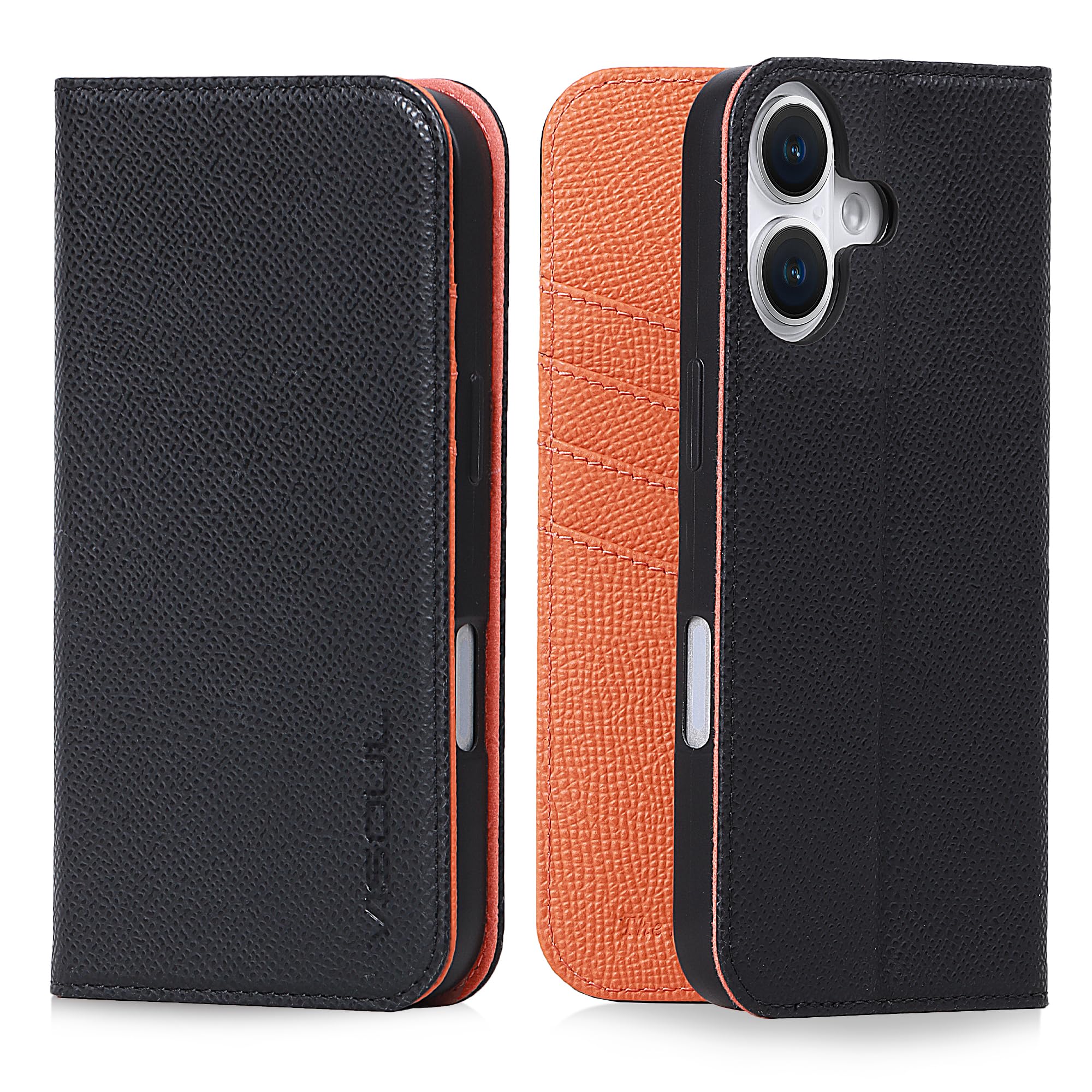 Rakuten - VISOUL iPhone16 Plus 対応ケース 手帳型 本革 スマホケース レザーケース 手帳型ケース アイフォン16 Plusケース MagSafe対応カード収納 携帯ケース 全面保護 マグネット 柔軟なTPU素材 アイホン16 Plusオレンジ