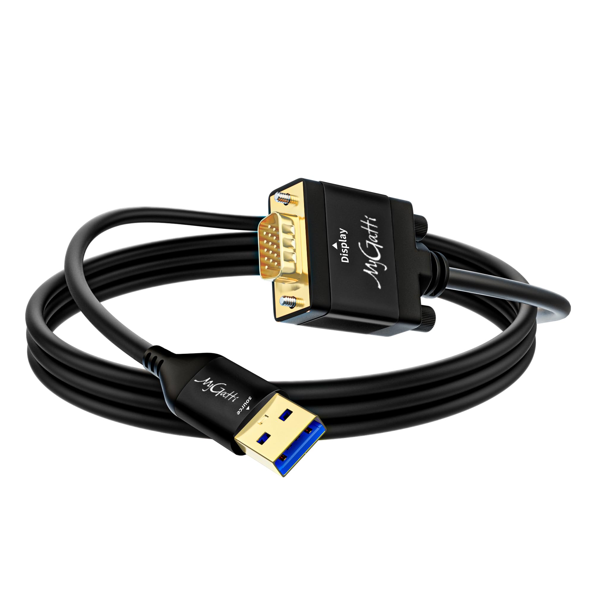USB3.0 to VGAケーブル 2M USB Type-A変換VGAアダプターケーブル 金メッキプラグ HD 1080P@60Hz モニター、プロジェクター、テレビ、Windows 11/10/8/7s/Mac OS/Androidなどに対応 ブラック