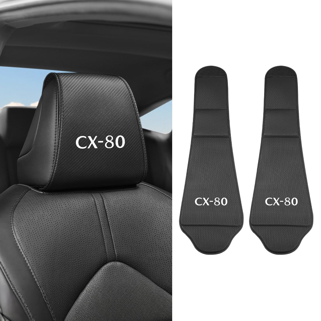 Rakuten - CX-80 適用 ヘッドレストカバー 車用 収納ポケット付き カーボン調 に対応 CX-80 CX80 に対応 カーシートヘッドレスト カバー 個性発揮 取付簡単 お手入れ簡単 汚れや傷防止対策 シートカバー よい通気性 PUレザー 車 内装パーツ 運転席