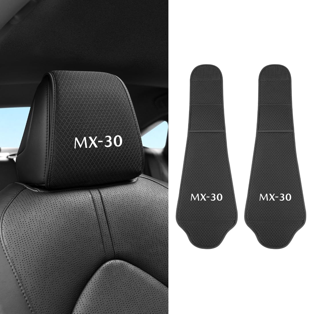 Rakuten - MX-30 適用 ヘッドレストカバー 車用 収納ポケット付き アイスシルク生地 に対応 蒸れない MX-30 MX30 に対応 カーシートヘッドレスト カバー 取付簡単 お手入れ簡単 汚れや傷防止対策 シートカバー よい通気性 車 内装パーツ 運転席+助手
