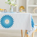 Hopeholic テーブルクロス ビニール おしゃれ テーブルカバー 撥水 PVC製 正方形 tablecloth 汚れ防止 防水 防油 北欧 テーブルマット 耐久 耐熱 ずれにくい 厚手 90×90cm ホワイト・スカイブルー