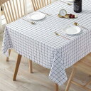 Hopeholic テーブルクロス ビニール おしゃれ テーブルカバー 撥水 PVC製 長方形 tablecloth 汚れ防止 防水 防油 北欧 テーブルマット 耐久 耐熱 ずれにくい 厚手140×180cm チェック柄 ホワイト