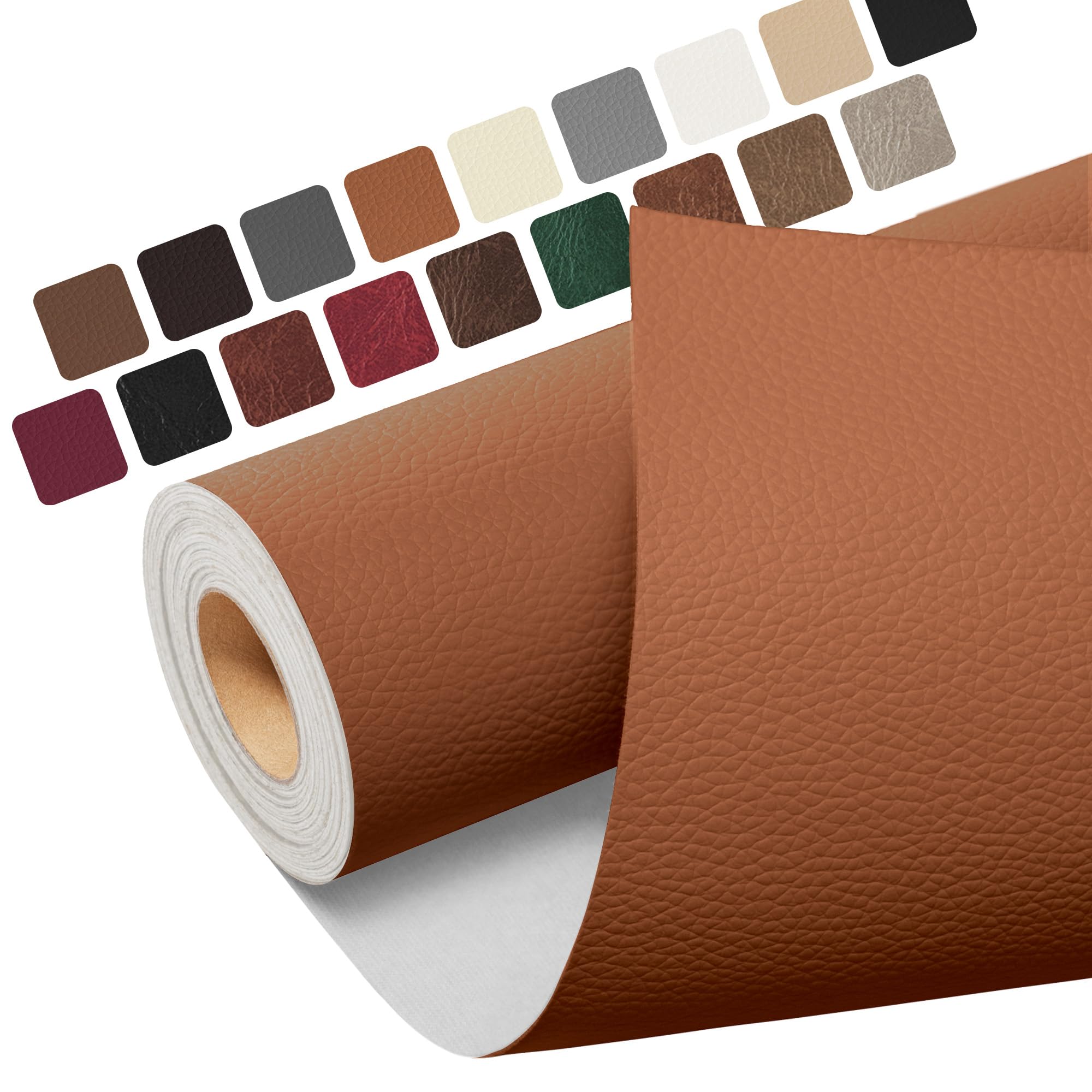 レザー補修シート 大判 合成皮革 補修 テープ、レザーシート 補修テープ 60 x 200 cm 家具用自己接着合皮 補修シート、自動車シート、ソファ、椅子、船椅子用皮革補修剤、ブラッ ライトブラウン