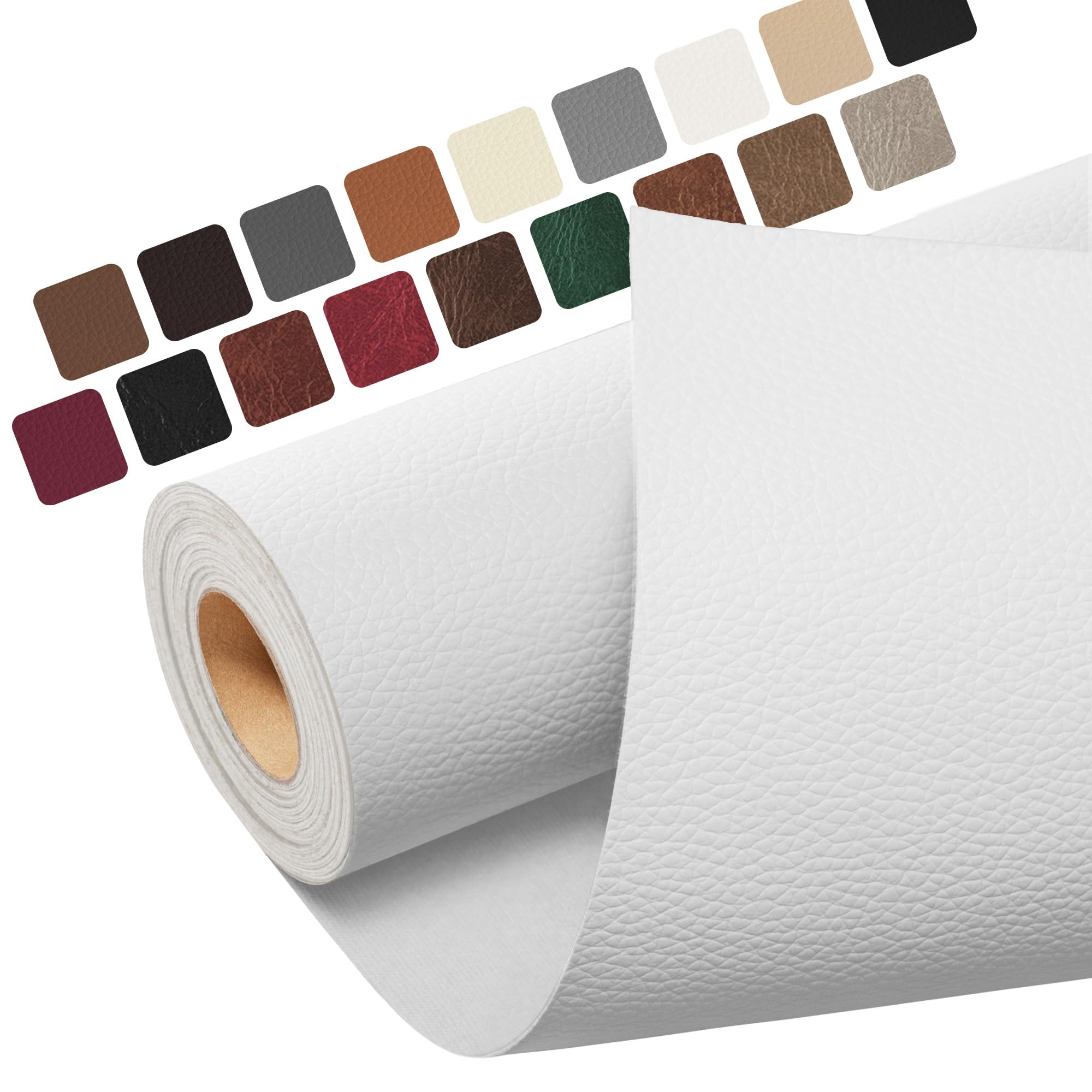 レザー補修シート 大判 合成皮革 補修 テープ、レザーシート 補修テープ 40 x 200 cm 家具用自己接着合皮 補修シート、自動車シート、ソファ、椅子、船椅子用皮革補修剤、ブラッ 白