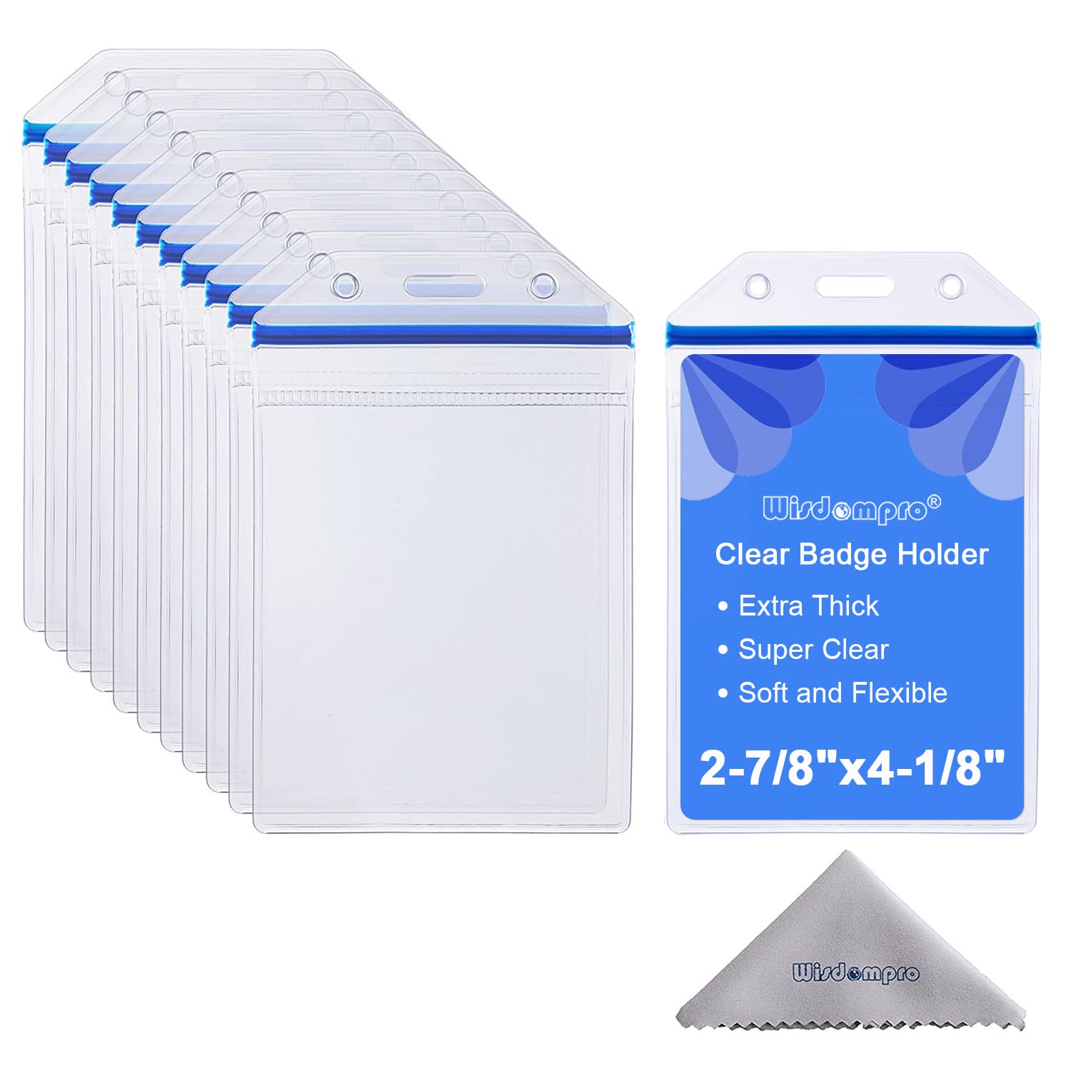 Wisdompro IDカードケース 縦 B8 透明 ネームホルダー ソフトビニール 社員証/名札ケース 名刺/名札入..
