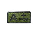 LOYELEY O型+タクティカル 血液型 サバイバル ワッペン 刺繍入り マジックテープワッペン パッチ 紋章 腕章 エンブレム (オリーブと黒-A型)