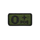 LOYELEY O型+タクティカル 血液型 サバイバル ワッペン 刺繍入り マジックテープワッペン パッチ 紋章 腕章 エンブレム (オリーブと黒-O型)