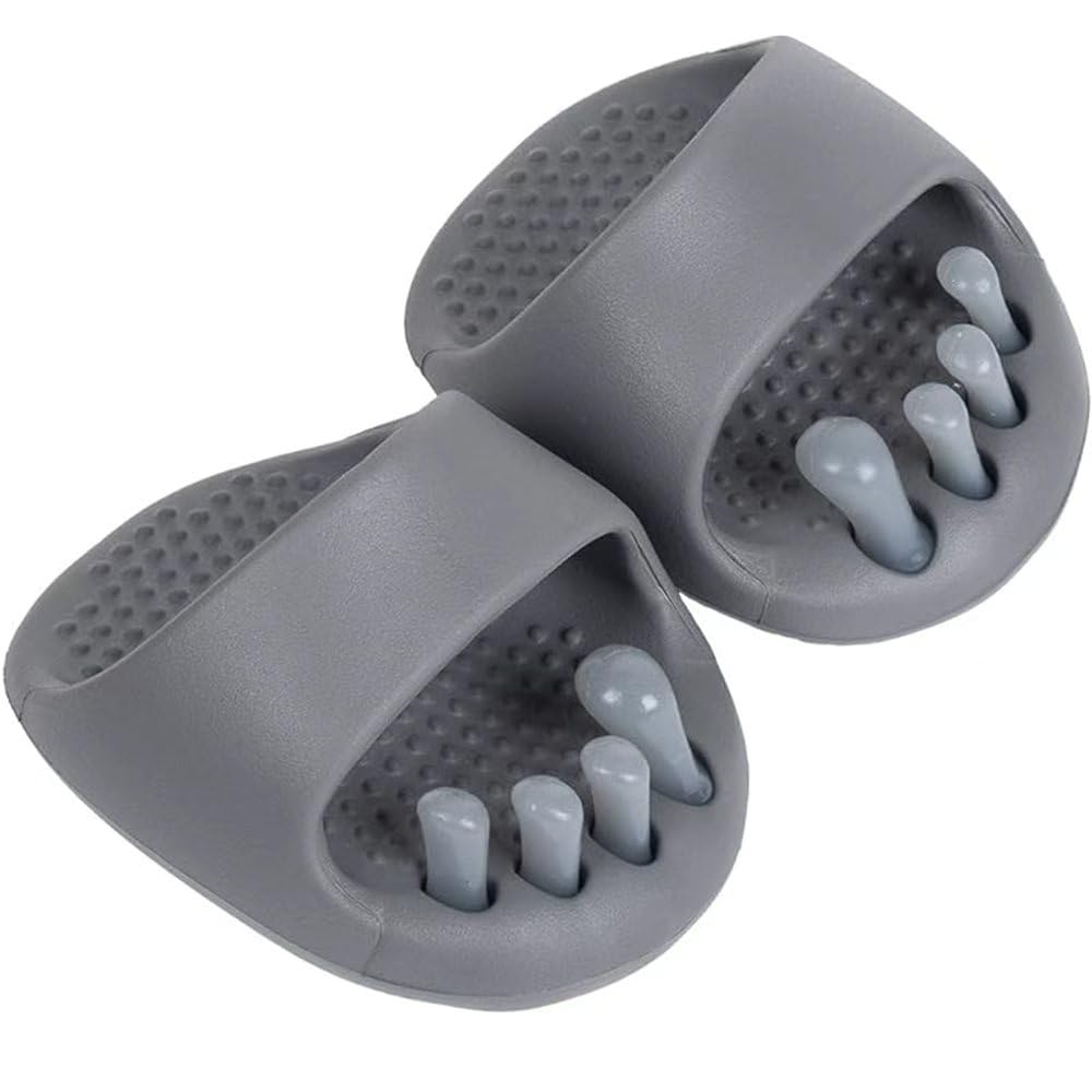 [HIHIMARVEX] ダイエットスリッパ 運動不足解消 男女兼用 足ツボスリッパ 履くだけで体感トレ一ニング 美と健康 姿勢 o脚改善 美脚 健康サンダル ヒップ アップ つま先 EVA素材 軽量 体幹 室内 むくみとり 足つぼ ギフト (グレー)