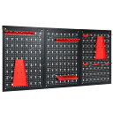 GYMAX 有孔ボード パンチングボード スチール 工具収納ケース 壁掛け 収納ケース 工具入れ 工具収納 小物収納 ツールボックス 工場 作業場 ガレージ ツール ツールボックス