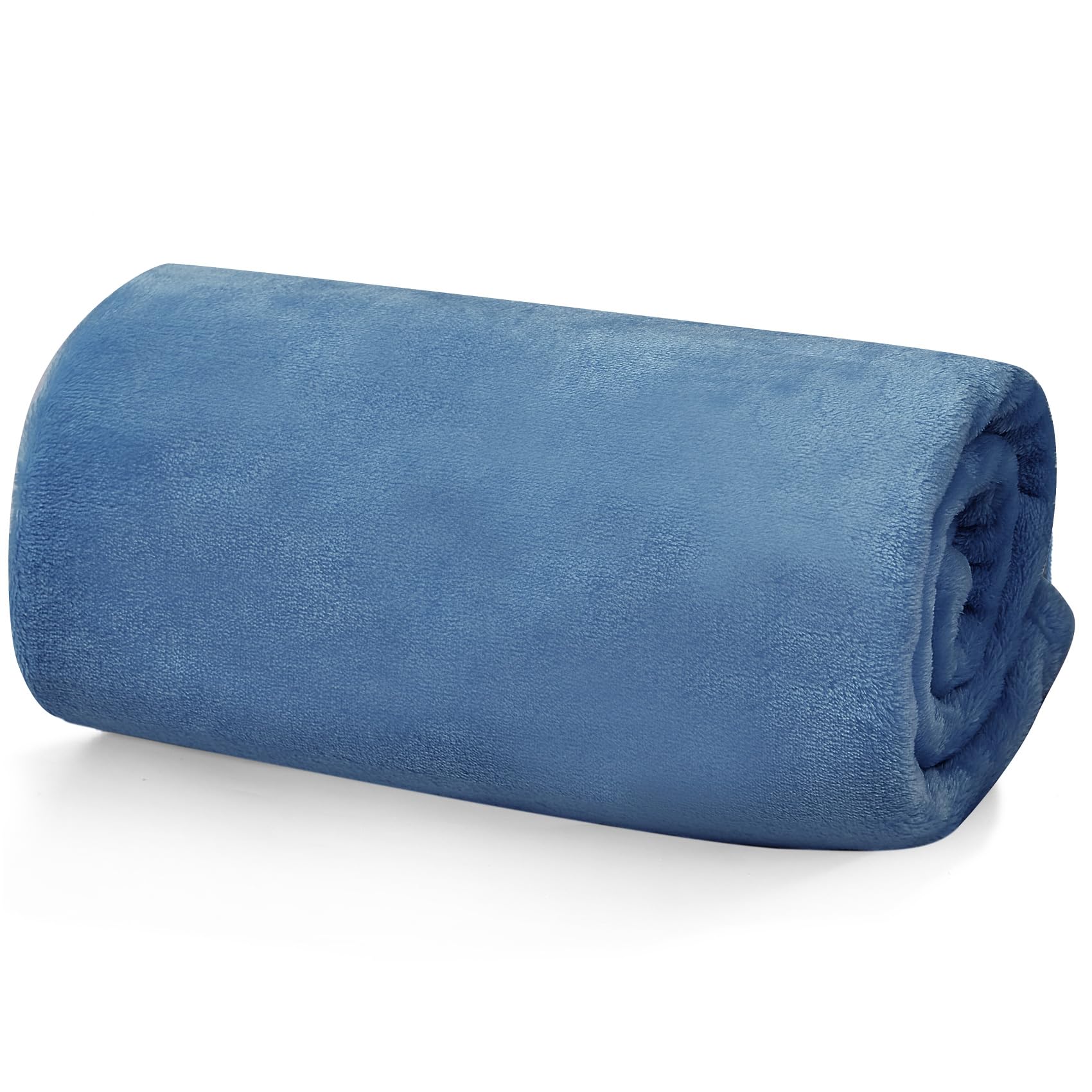 Hansleep 毛布 もうふ ひざ掛け 夏用 ひざかけ 膝掛け ブランケット ハーフケット マイクロファイバー 柔らかく肌触り 暖かい フランネル 洗える 静電防止 四季適用 (70x100,スモッグブルー)