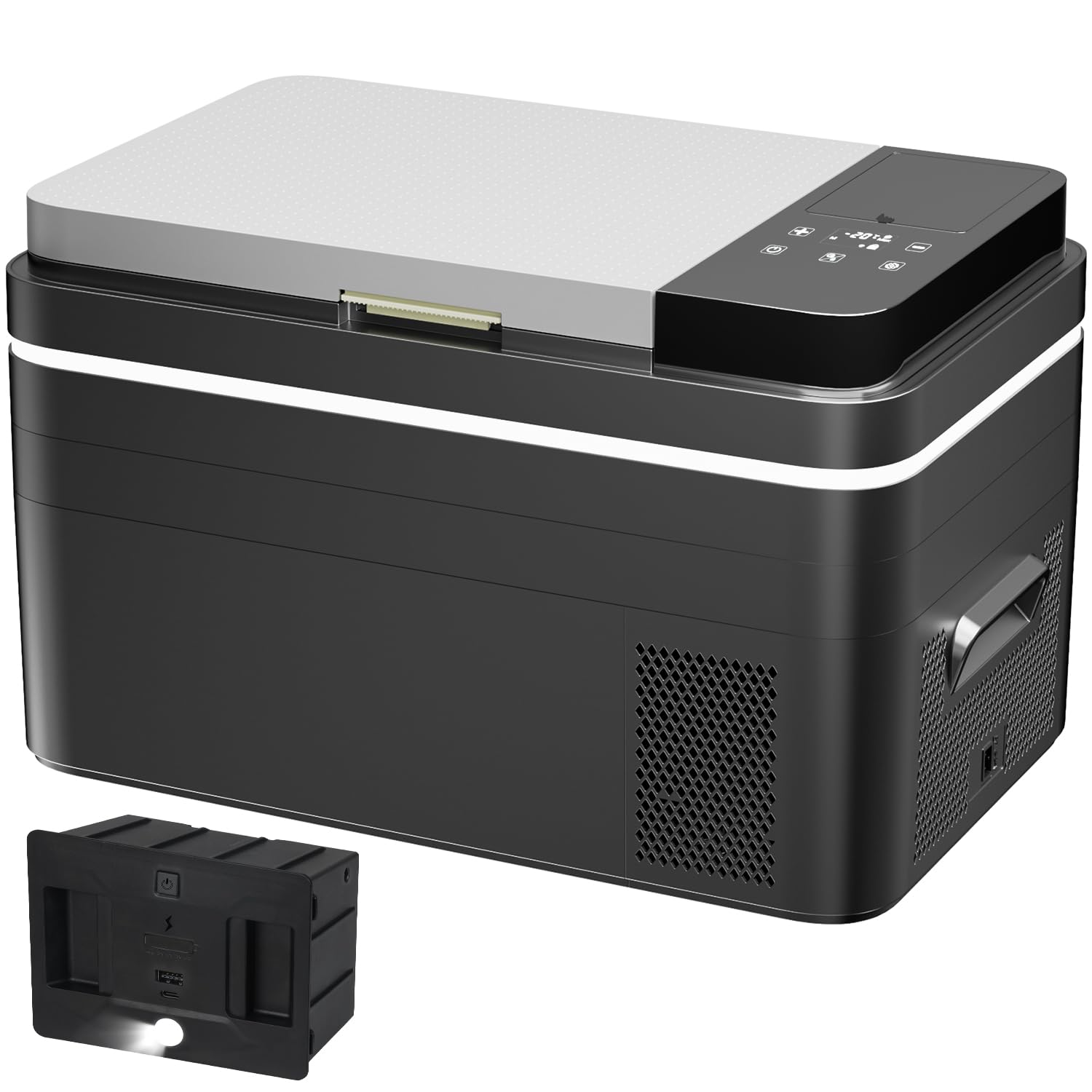 Sumeriy 車載冷蔵庫 30L バッテリー付き -20℃・20℃ 急速冷凍 ポータブル冷蔵庫 大容量 省エネ 4WAY電源対応 電池 DC12V24V/AC100V 車載家庭両用 車載冷蔵冷凍庫 静音 低電圧保護 車中泊 キャンプ 台風 災害時に大活躍