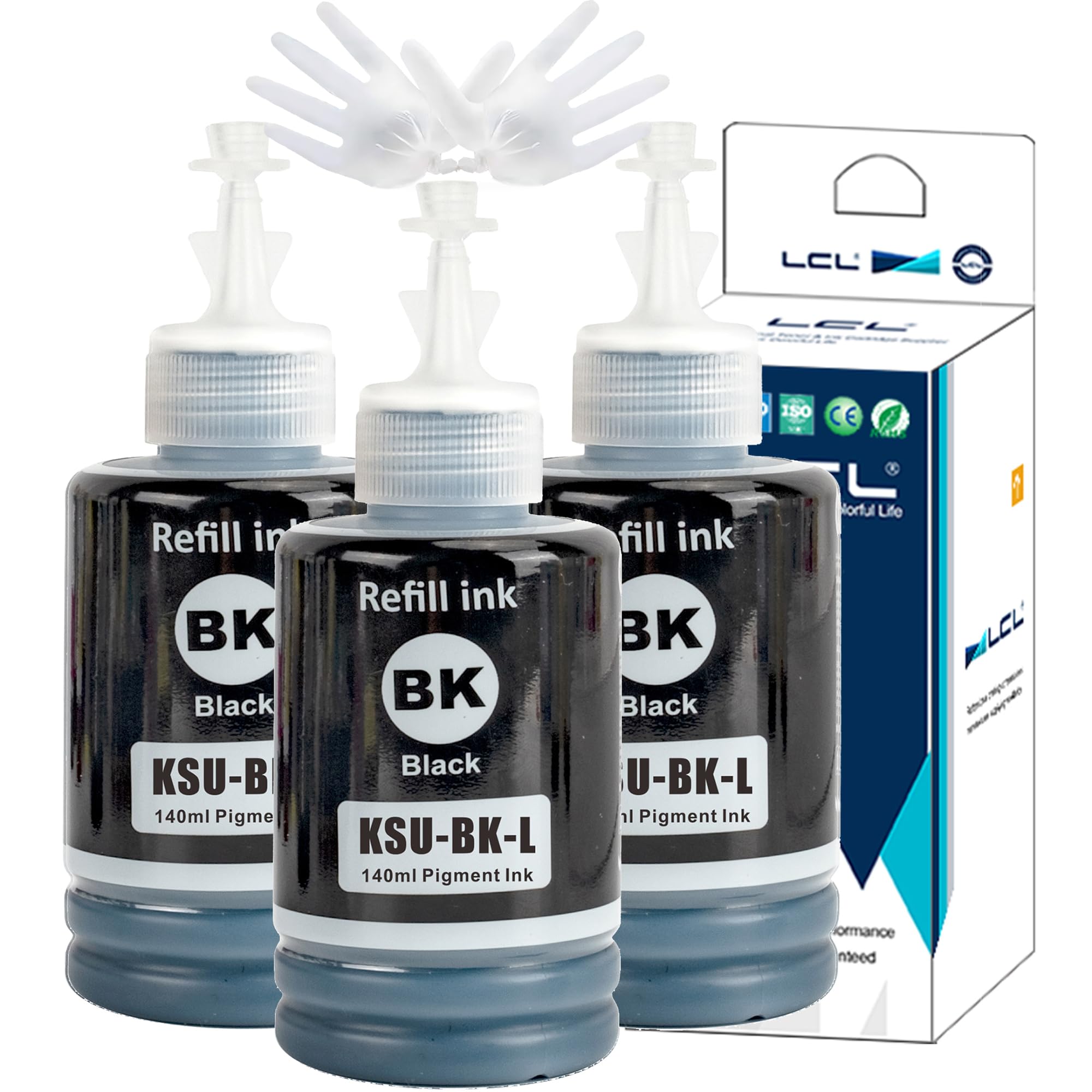 Rakuten - LCL エプソン用 KSU-BK-L 互換インクボトル (3パック ブラック 顔料 140ML) 対応機種: EW-M5071FT/EW-M5071FTE/EW-M660FT/EW-M660FTE/PX-M160T/PX-M160TE/PX-S160T/P