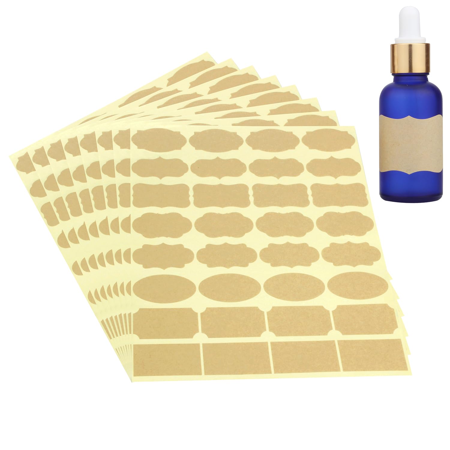 Wisdompro ラベルシール クラフト紙 手書き 印刷可能 剥がせる 無地ステッカー メイソンジャー/遮光瓶..