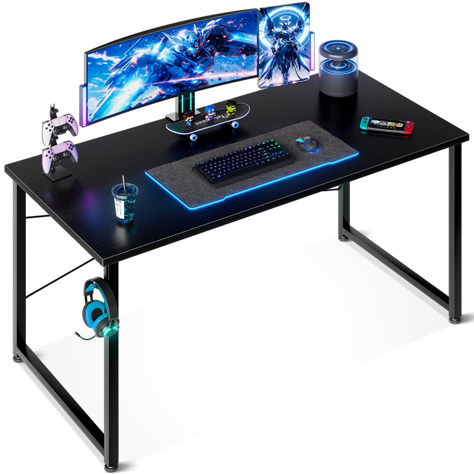 楽天Mr HedgeHogODK デスク ゲーミングデスク 机 pcデスク 幅120cm パソコンデスク 桌子 ゲームデスク computer desk ・・桌 オフィスデスク 学習机 シンプル コンパクト フック付き 在宅ワーク おしゃれ 組立簡単 黒い