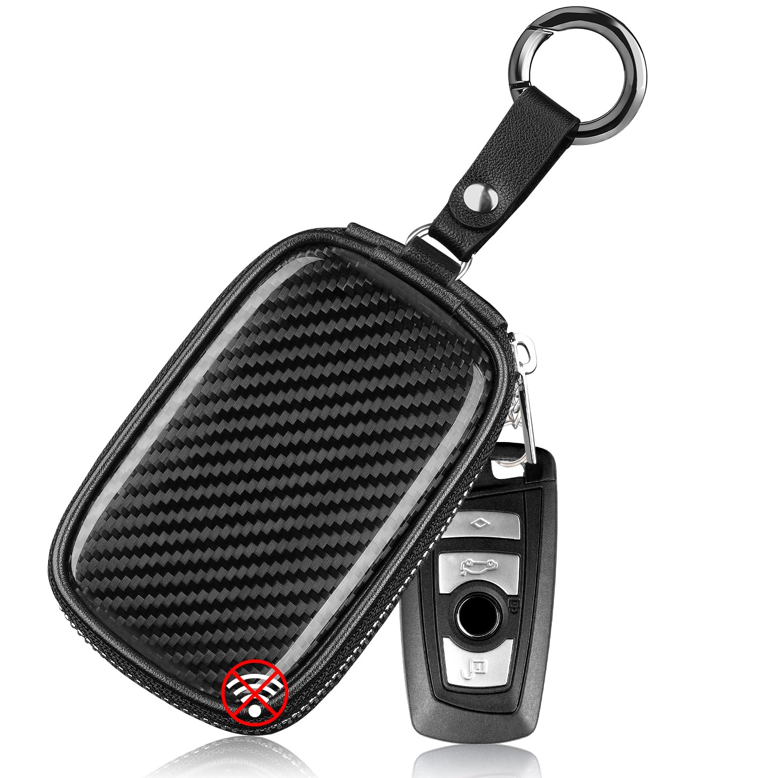 [T-carbon] リレーアタック防止 スマートキーケース リアルカーボン製 電波遮断キーケース 電波遮断ボックス リレーアタック対策用 車の盗難防止 信号遮断ケース (ブラック)