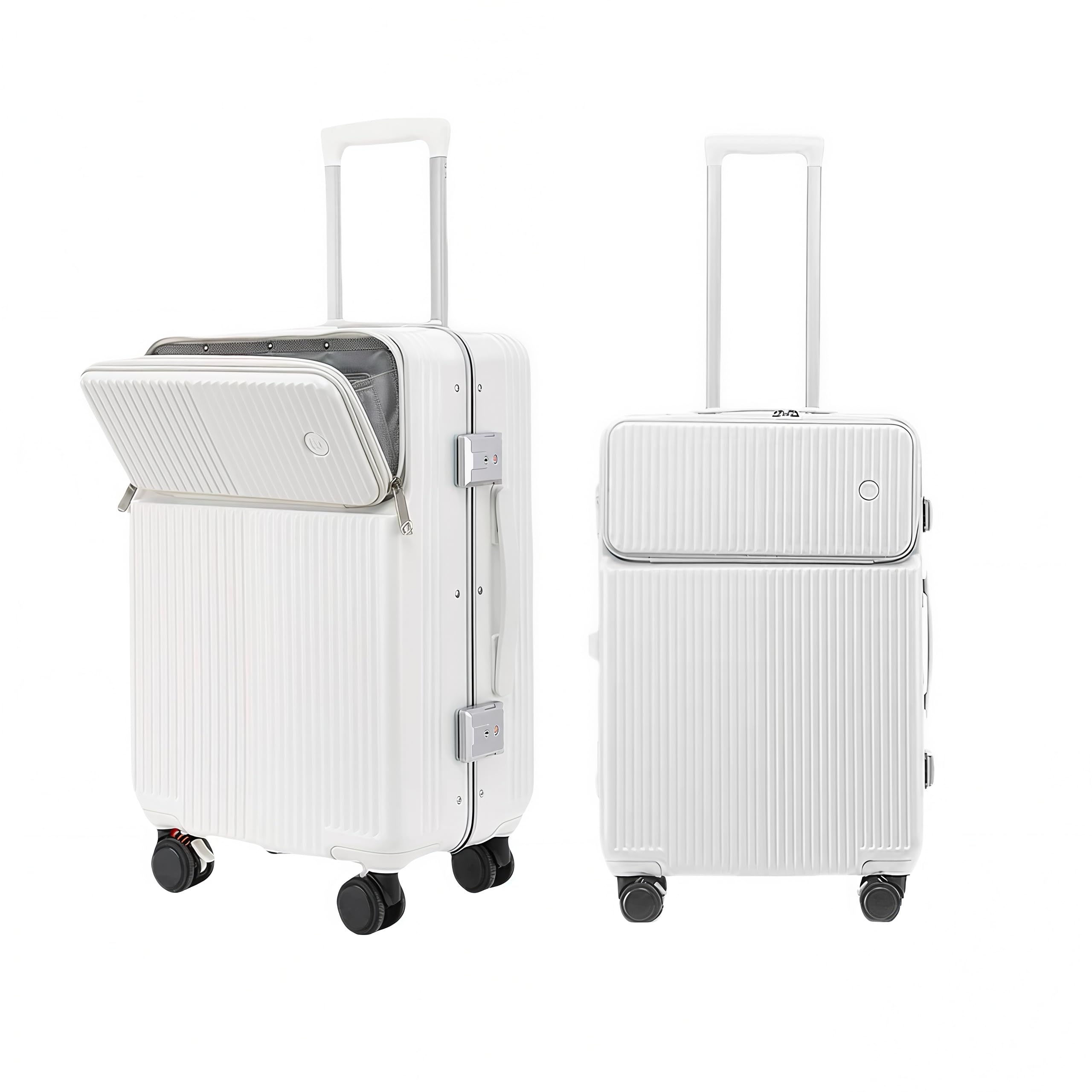Rakuten - [Spyplan] スーツケース キャリーケース フロントオープン キャスター ストッパー付き 機内持込 可愛い 多機能 トップオープンパソコンケース アルミフレーム キャリーバッグ カップホルダー付き 超軽量 トランク 人気 頑丈 TSAロック搭載 ブレ