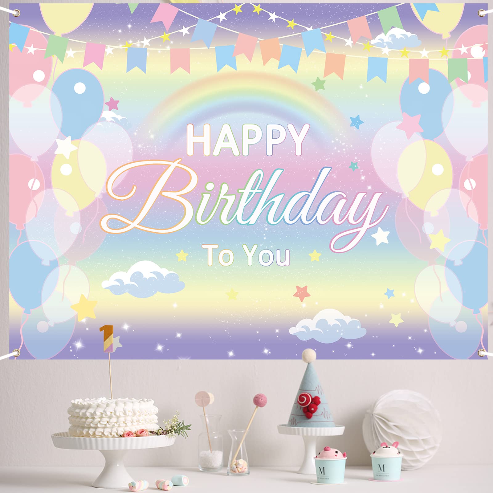 Paready �С����ǡ� ���ڥ��ȥ꡼ ������ �����դ� �ɳݤ� �ե��ȥݥ����� �̿��ط� �� ���� Happy Birthday 135*100cm ����ץ� ������� ���� �ǥ��졼����� �ѡ��ƥ��� ���ˤ� ���λ� �ˤλ� ��