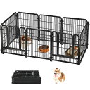 Areden ペットサークル ペットフェンス 犬 サークルケージ ドア付き(2つのドア)180x60x70cm折りたたみ可能 ・ 組立簡単 レイアウト自由 トイレトレーニング 脱走防止 自立 ケージ 犬用 小型犬 中型犬 大型犬 屋内外兼用 ペット用品 (