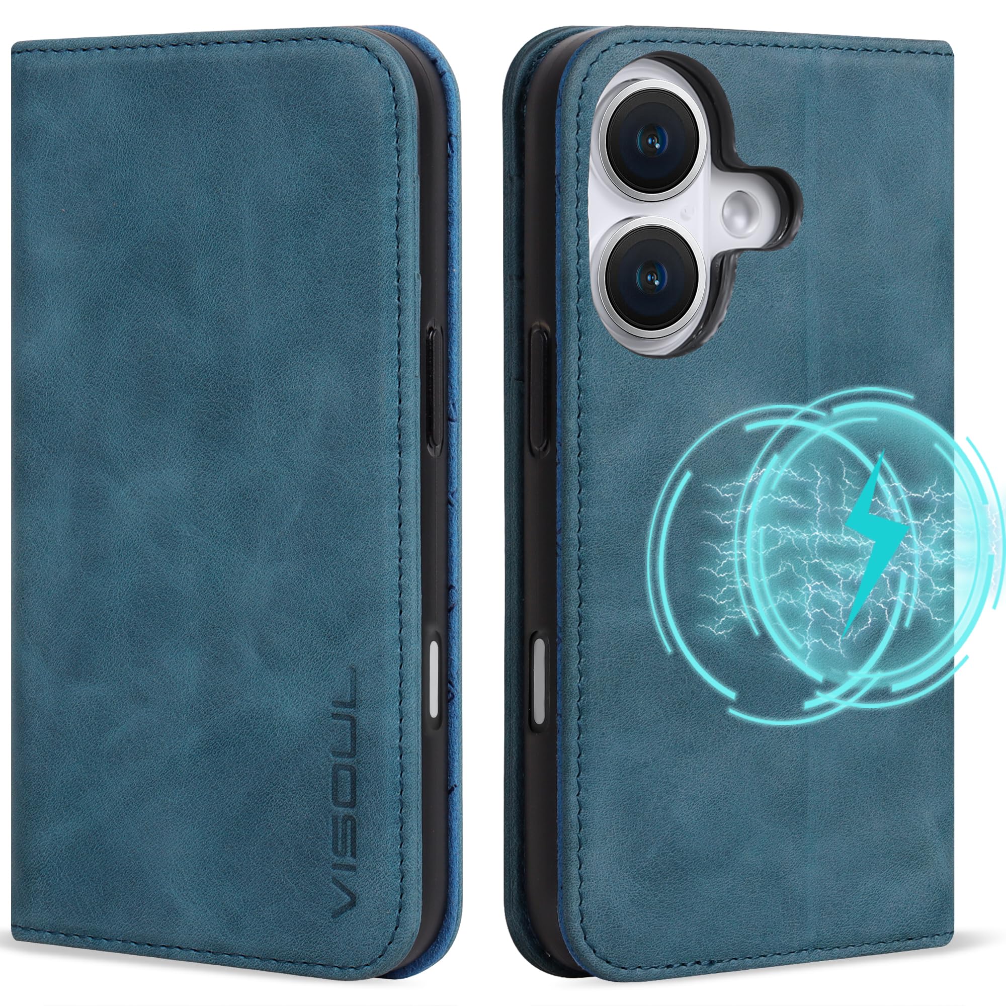 VISOUL iPhone16 対応 ケース 手帳型 本革 アイフォン16 レザーケース MagSafe対応 横置きスタンド機能スマホケースあいふぉん16 カード収納 携帯カバー 全面保護 マグネット内蔵 柔軟なTPU素材 6.1inch アイホン16 ブ