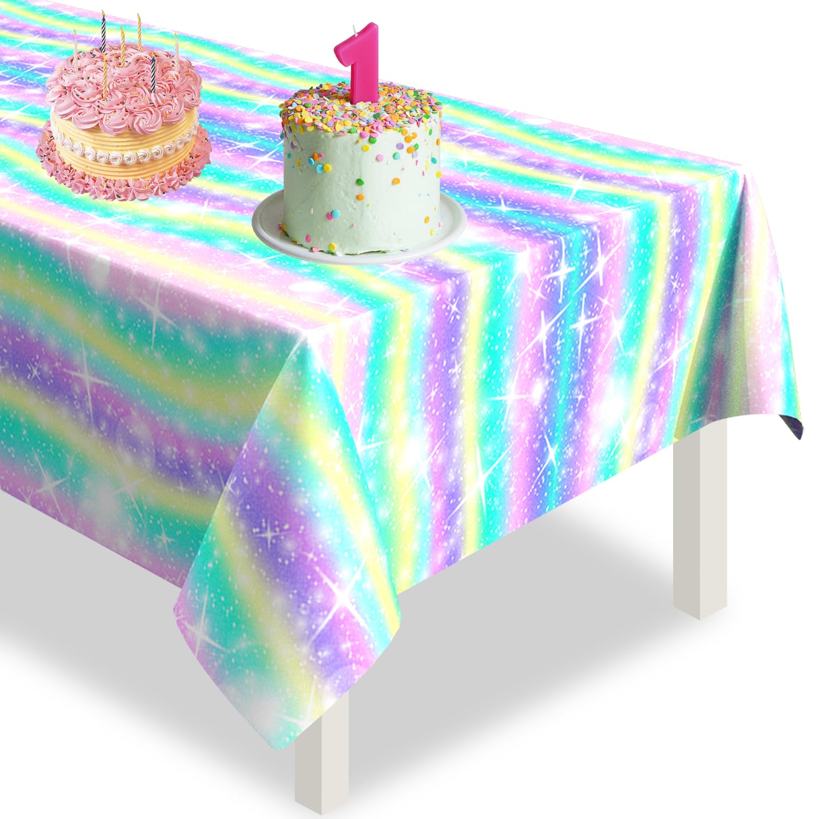 Paready 誕生日 テーブルクロス 使い捨て 飾り付け 1PCS テーブルカバー テーブル装飾 バースデー 飾り パーティーグッズ キッズパーティー お祝い 男の子 女の子 子供 レインボー