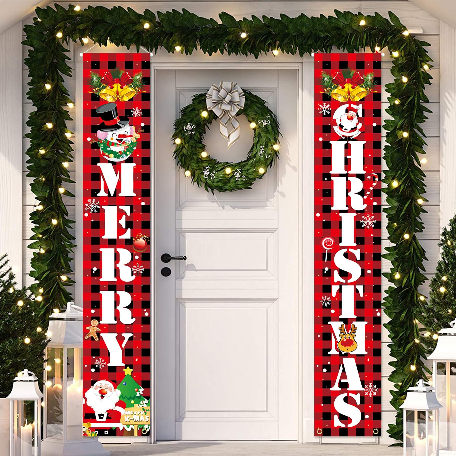 乐天商城 - Paready クリスマス 玄関飾り 取り付け具 付き Merry Christmas ポスター 長尺 タペストリー ドアバナー 玄関 装飾 クリスマス 飾り クリスマスデコレーション 壁掛け カーテン フラッグ 吊り下げ 屋内 屋外 サンタ