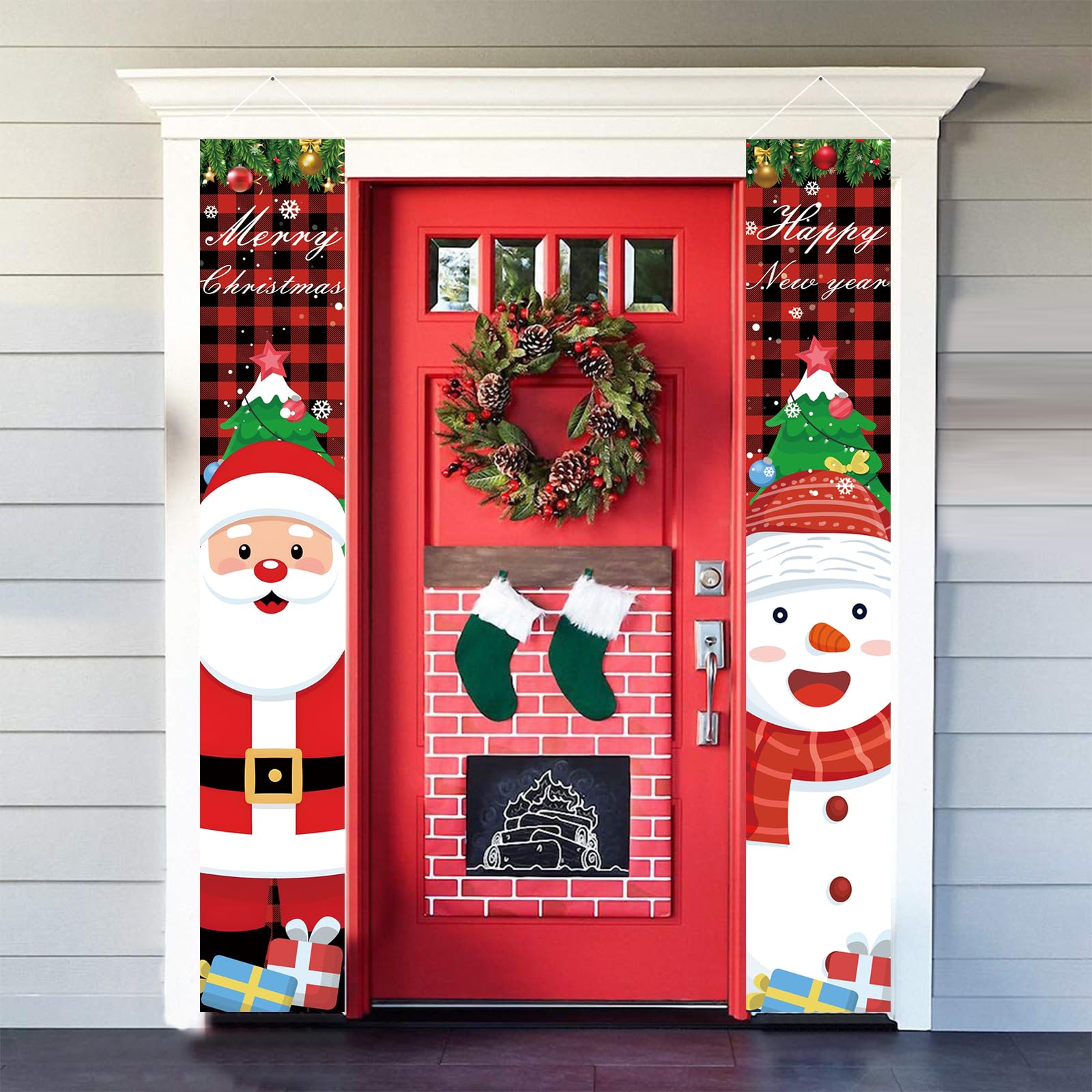 Rakuten - Paready クリスマス 玄関飾り クリスマス 飾り タペストリー 取り付け具 付き ドアバナー Merry Christmas ポスター 長尺 玄関 装飾 壁掛け カーテン フラッグ 吊り下げ 屋内 屋外 メリークリスマス サンタ 玄関デコレーション