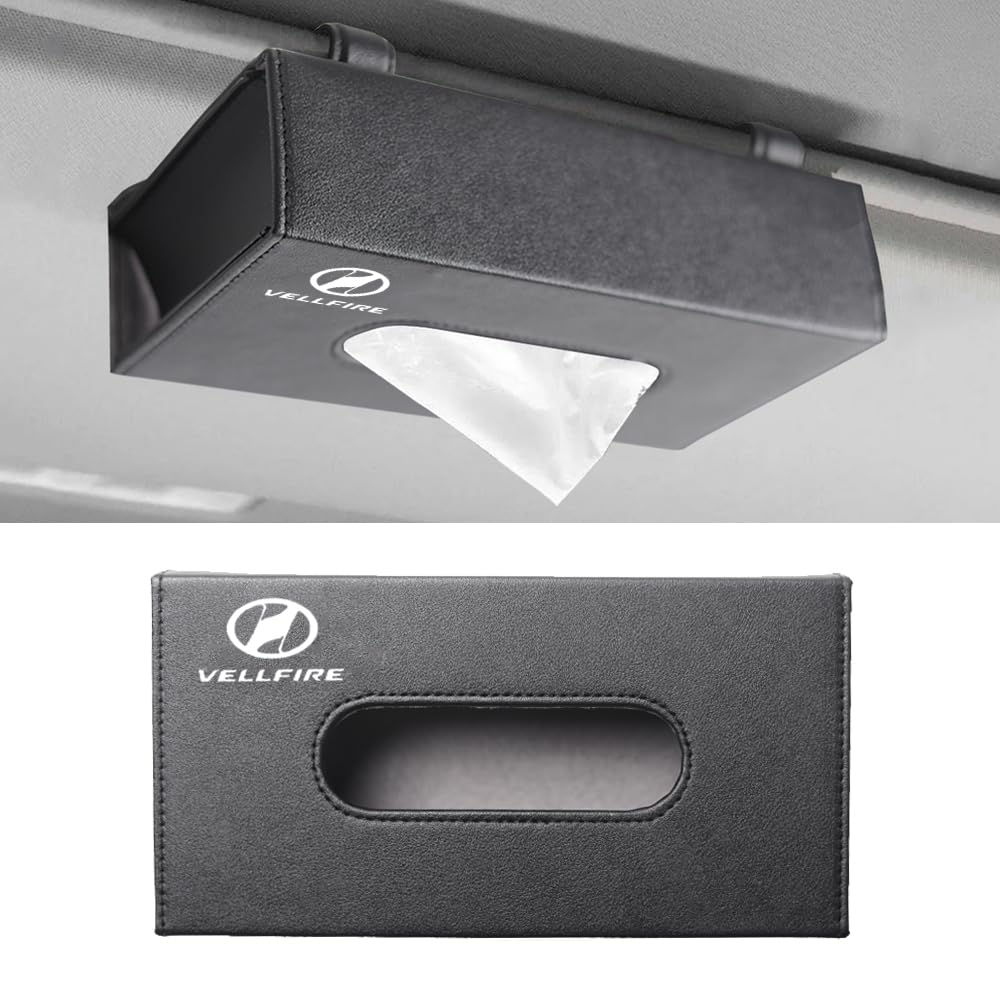 SAWAKAKI トヨタ ヴェルファイア に専用設計 ティッシュケース ティッシュ ボックス PUレザー ロゴ入り 大容量 マグネット式 便利グッズ 挟むだけ カスタムパーツ 車用