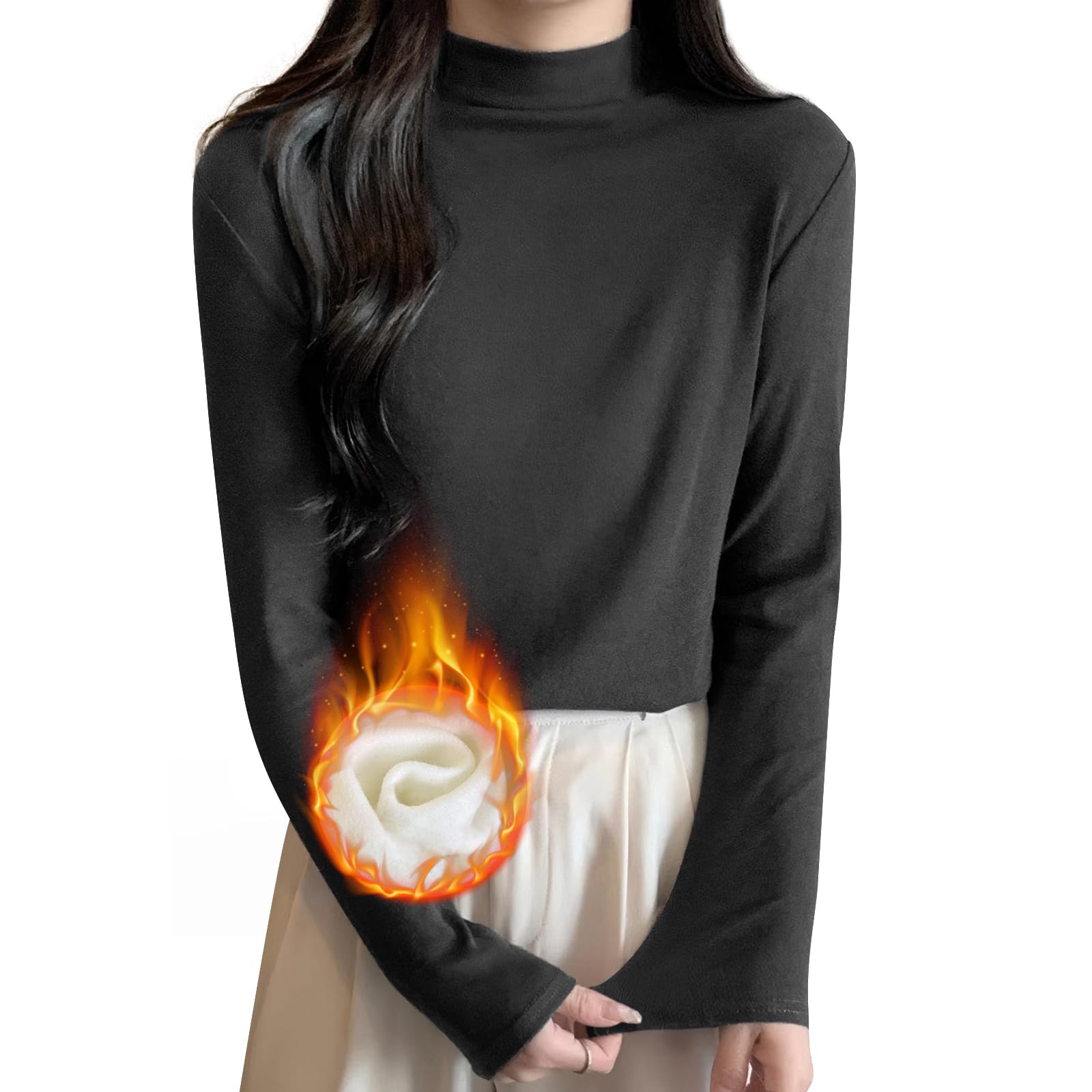 [SIVAN] 【冬の主役ハイネックトップス】 Tシャツ レディース 長袖 トップス ハイネック 【約4cmハイネ..