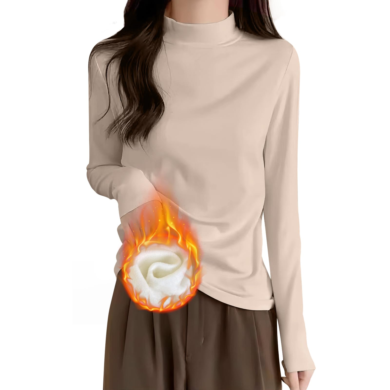 Rakuten - [SIVAN] 【冬の主役ハイネックトップス】 Tシャツ レディース 長袖 トップス ハイネック 【約4cmハイネック・細身効果デザイン・重ね着に便利・型崩れしにくく】 カットソー ティーシャツ 保温防寒トップス インナーシャツ インナー 無地 春夏秋 (