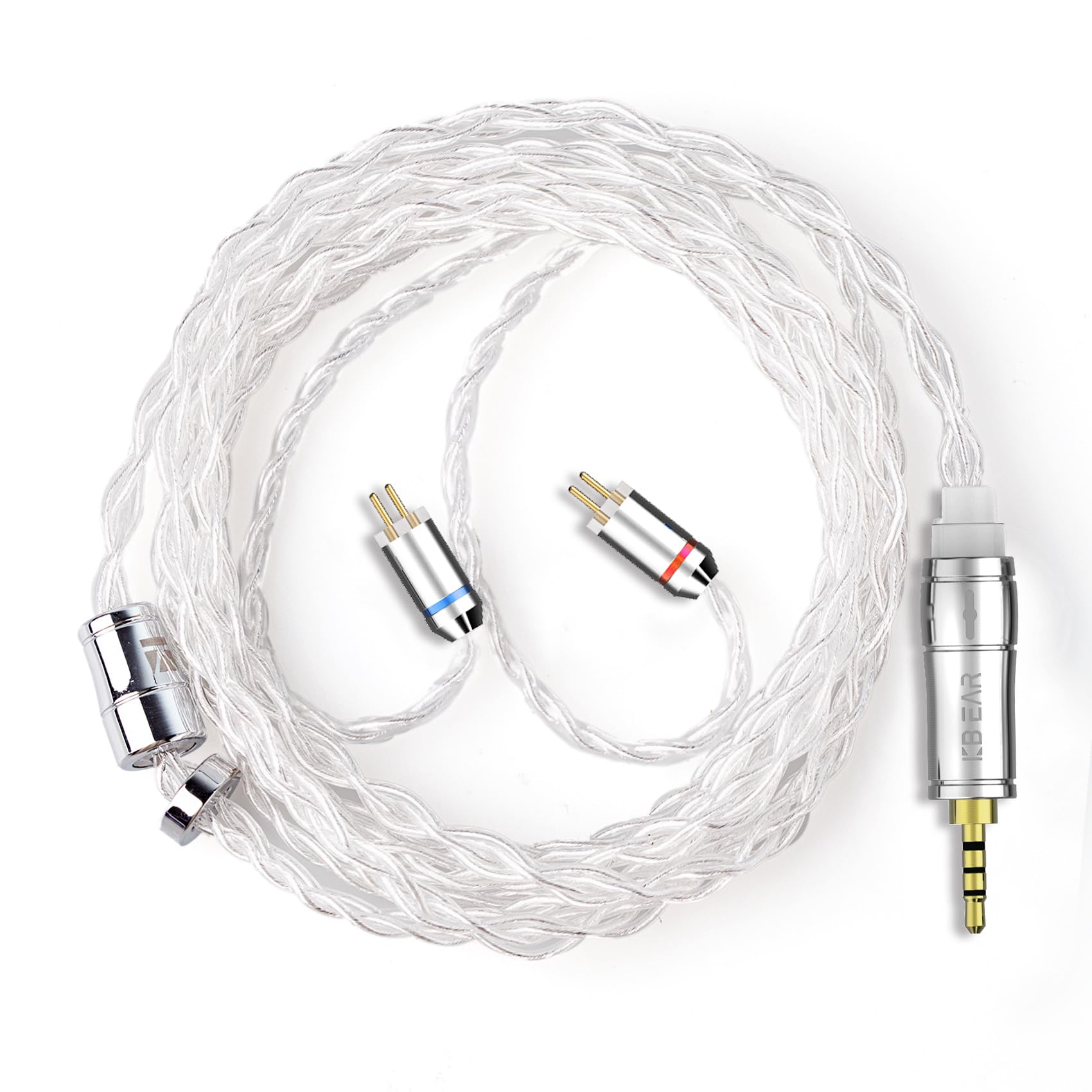 【KBEAR 4904】2pin 2.5mmリケーブル 4極 4芯99.99%の純銀 ケーブル 2.5mmイヤホンアップグレードケーブルイヤフォン交換ケーブルZSN/ZSN Pro/ZSN PROX/ZS10/ZS10 PRO/ZST/ZST-X 等に対応