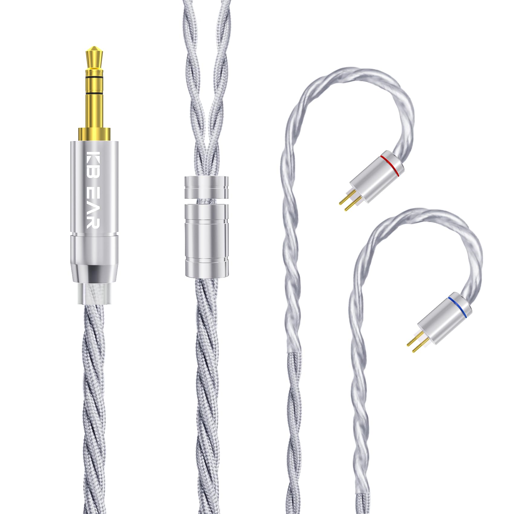 【KBEAR ST20】2pin 3.5mmリケーブル 5N単結晶銅銀メッキ混合合金 3.5mmイヤホンアップグレードケーブル イヤフォン交換ケーブル （2pin・3.5mmプラグ）