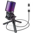 ZealSound ゲーム用 PC マイク USB コンデンサーマイク マイク RGBライティング カーディオイド指向性 プラグ&プレイ PS4&5 Mac 電話用、YouTube Skype Discord Zoom 録音 Type-C アダプター、ミュ