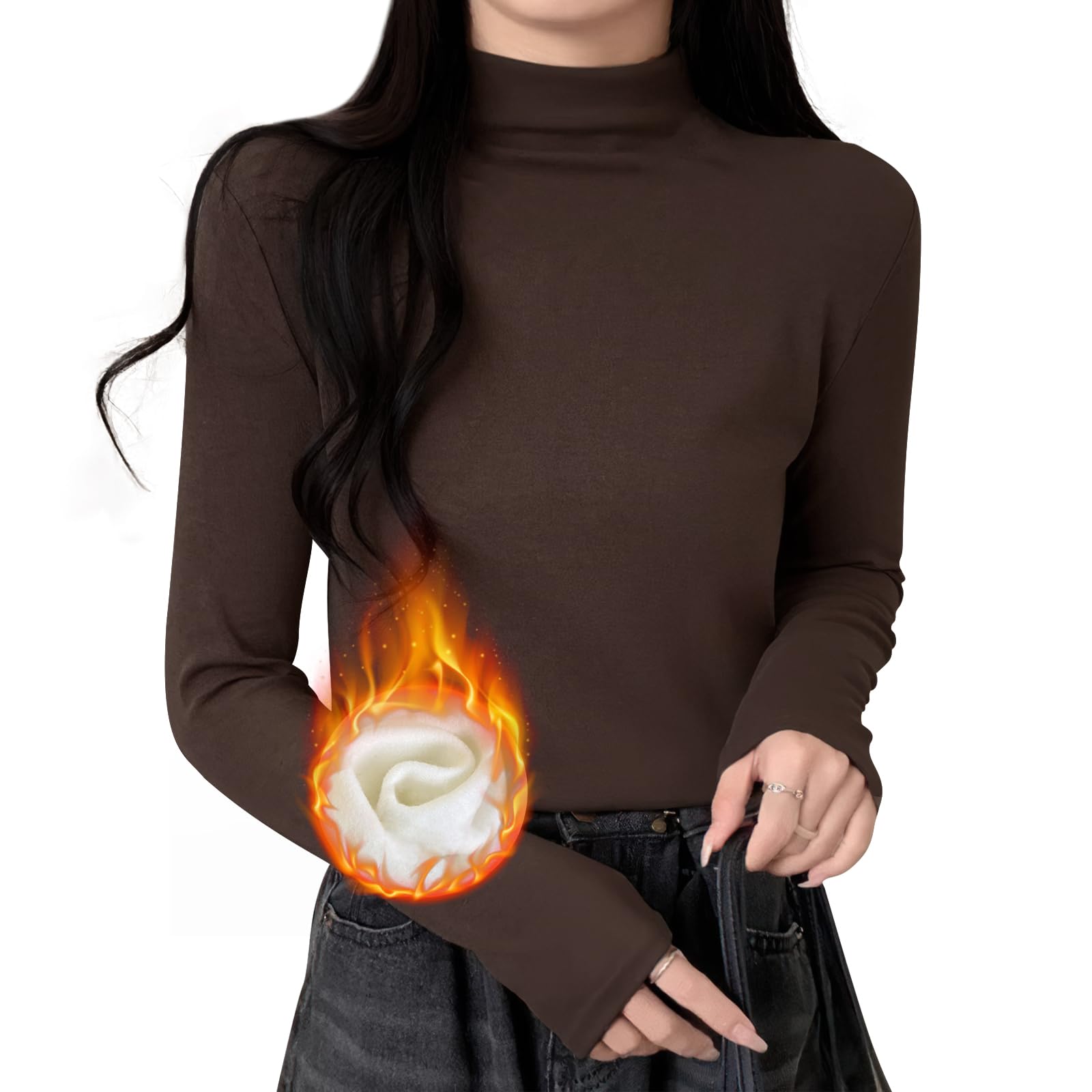 [SIVAN] 【冬の主役ハイネックトップス】 Tシャツ レディース 長袖 トップス ハイネック 【約4cmハイネ..