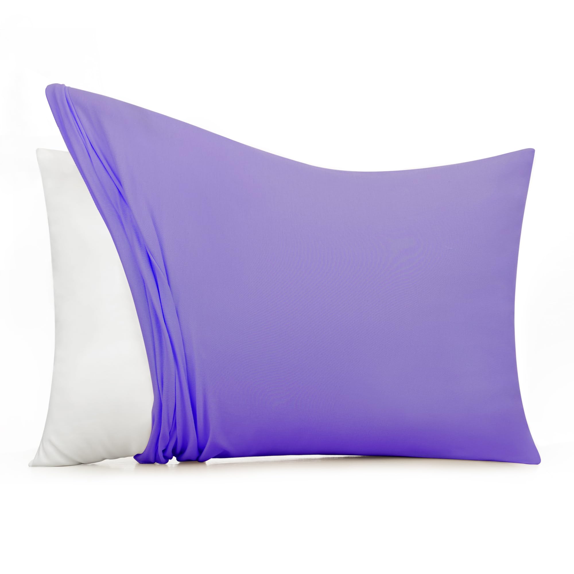 【超ソフト天然綿＋3D伸縮】枕カバー 43 63 Tシャツ素材 のびのび 着脱簡単 封筒式まくらカバー 綿 サラサラ 吸汗速乾 通気性 抗菌防臭 防ダニ 無地 ピローケース 異形枕・低反発枕対応 枕套 40x60・50x70cm枕兼用 パーブル