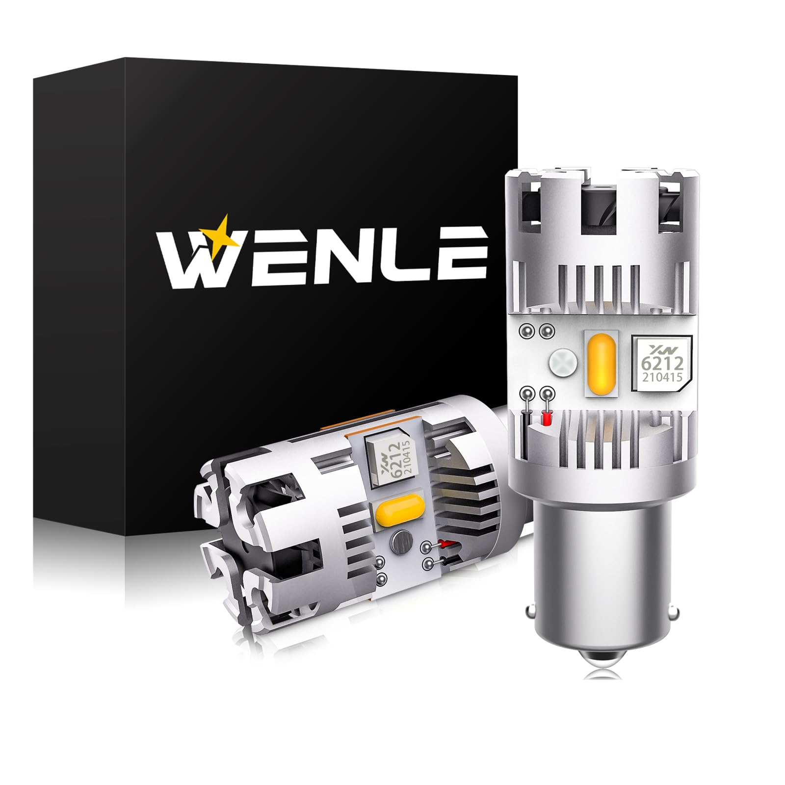 WENLE スーパーキャンセラー技術 S25 ピン角違い LED ウインカー BAU15S 150度ピン アンバー/オレンジ ..