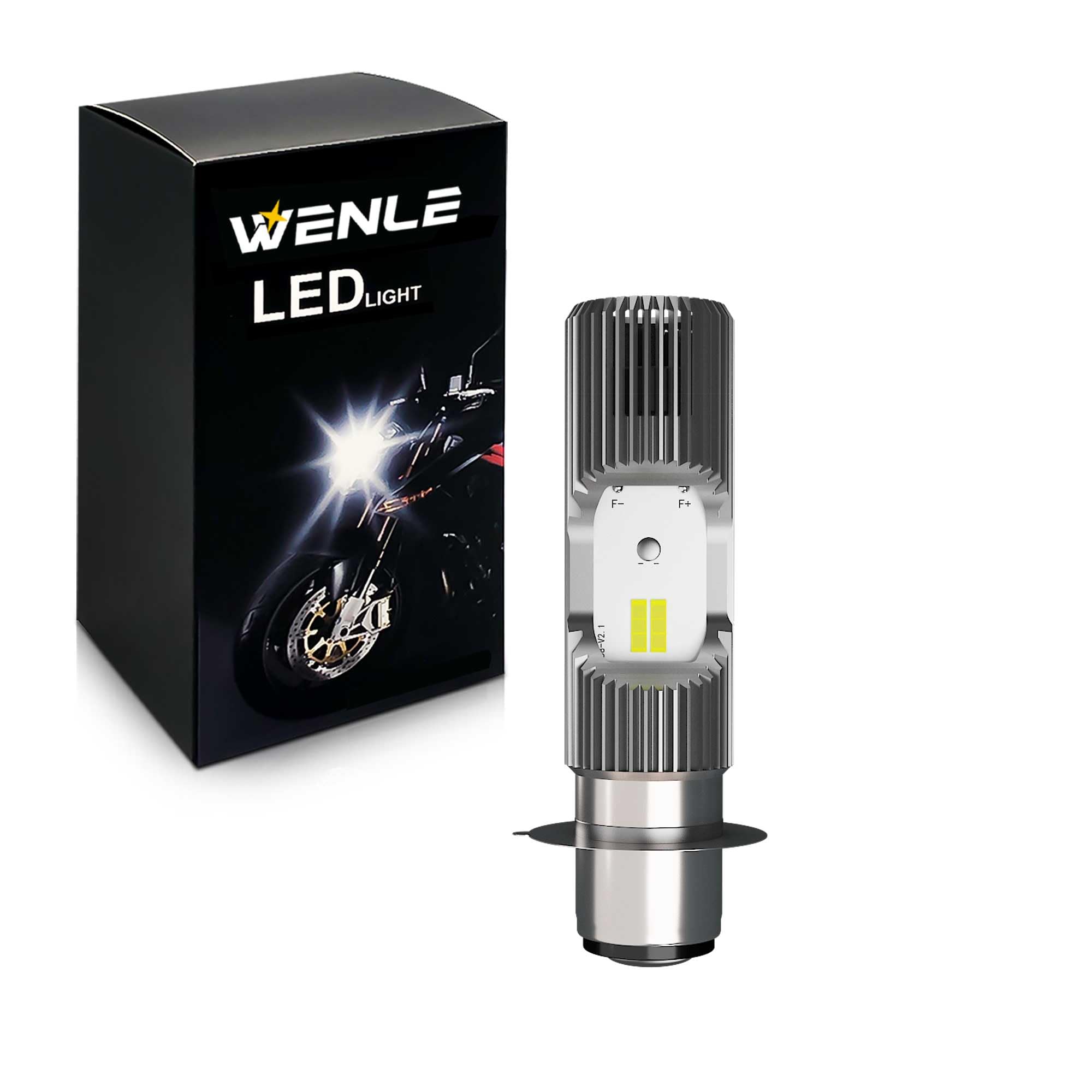 WENLE(ウエンレ) P15D 25-1 PH7 バイク ヘッドライト HI/LO切替 直流 交流 兼用 車検対応 一体型 コンパクト 高輝度 6000LM HI 25W/ LO 12W ホワイト 6000K ノーマル ヘッドランプ オートバイ 二輪車前