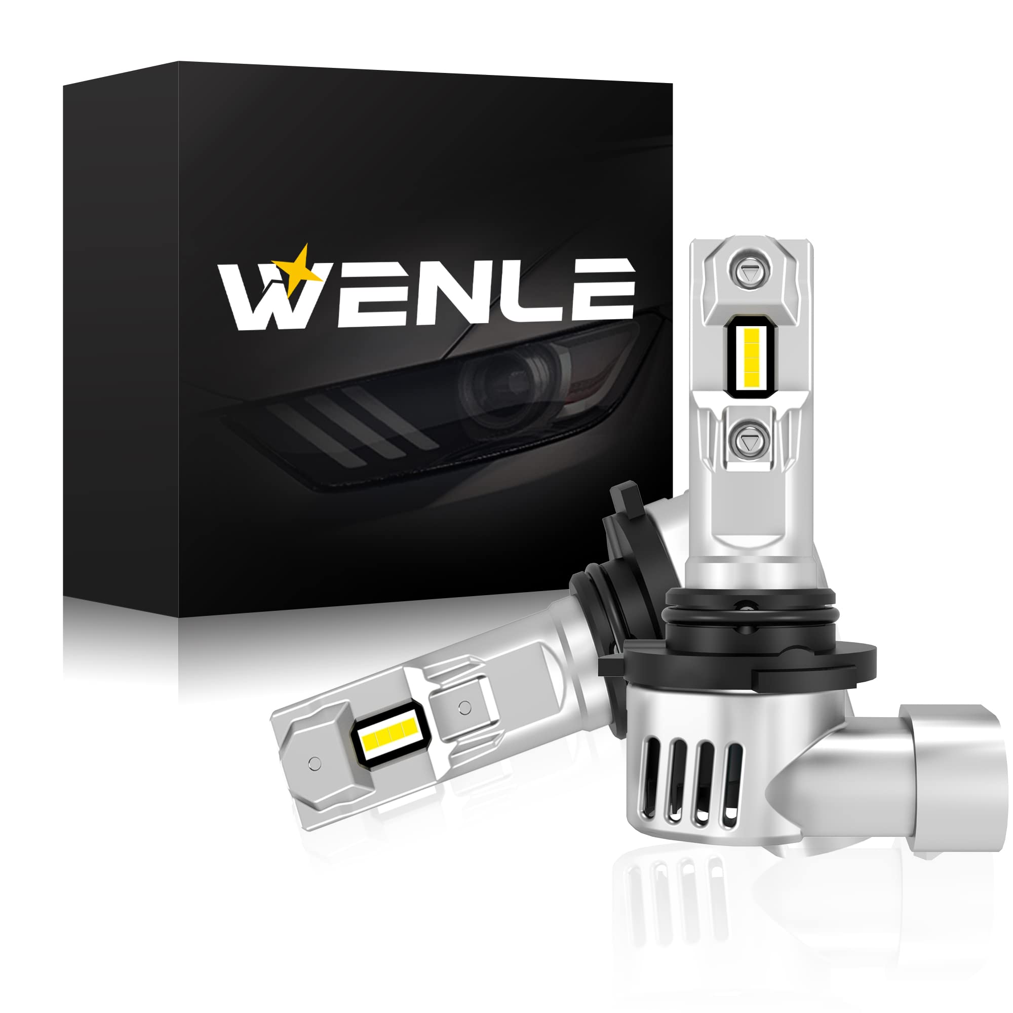 Rakuten - WENLE 新規 純正ハロゲンサイズ+爆光16000LM led HB3 ヘッドライト 車検対応 バルブ キャンセラー 一体型 コンパクト 60W ホワイト6500K 12V車対応 ノイズなし LEDバルブ 左右分2本入り