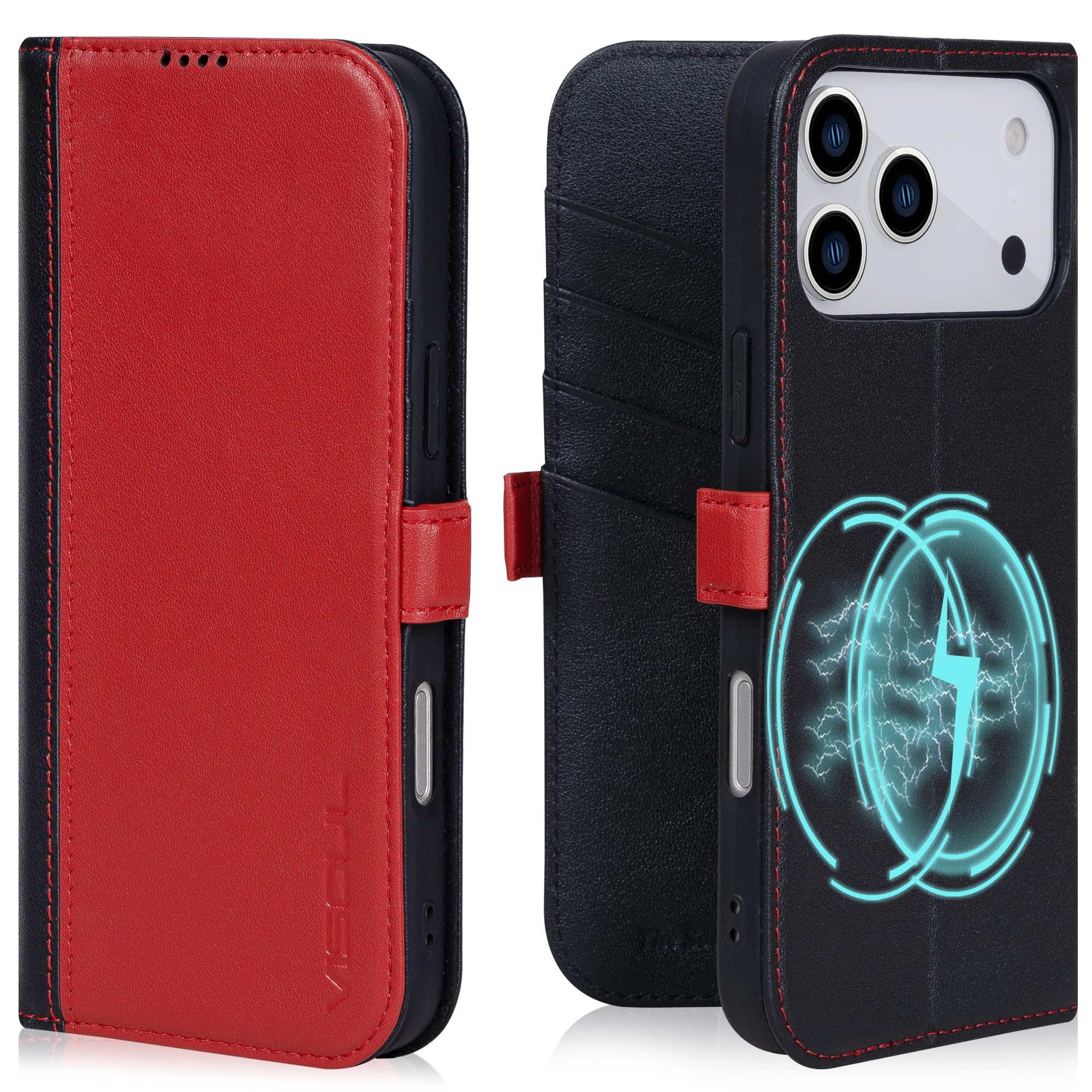 Rakuten - VISOUL iPhone 17 Pro Max 対応 ケース 手帳型 本革 アイフォン17 プロマックス 手帳型ケース MagSafe対応 スマホケース レザー カード収納 携帯カバー 横置きスタンド機能付き マグネット式 全面保護 柔軟なTPU素材 ア