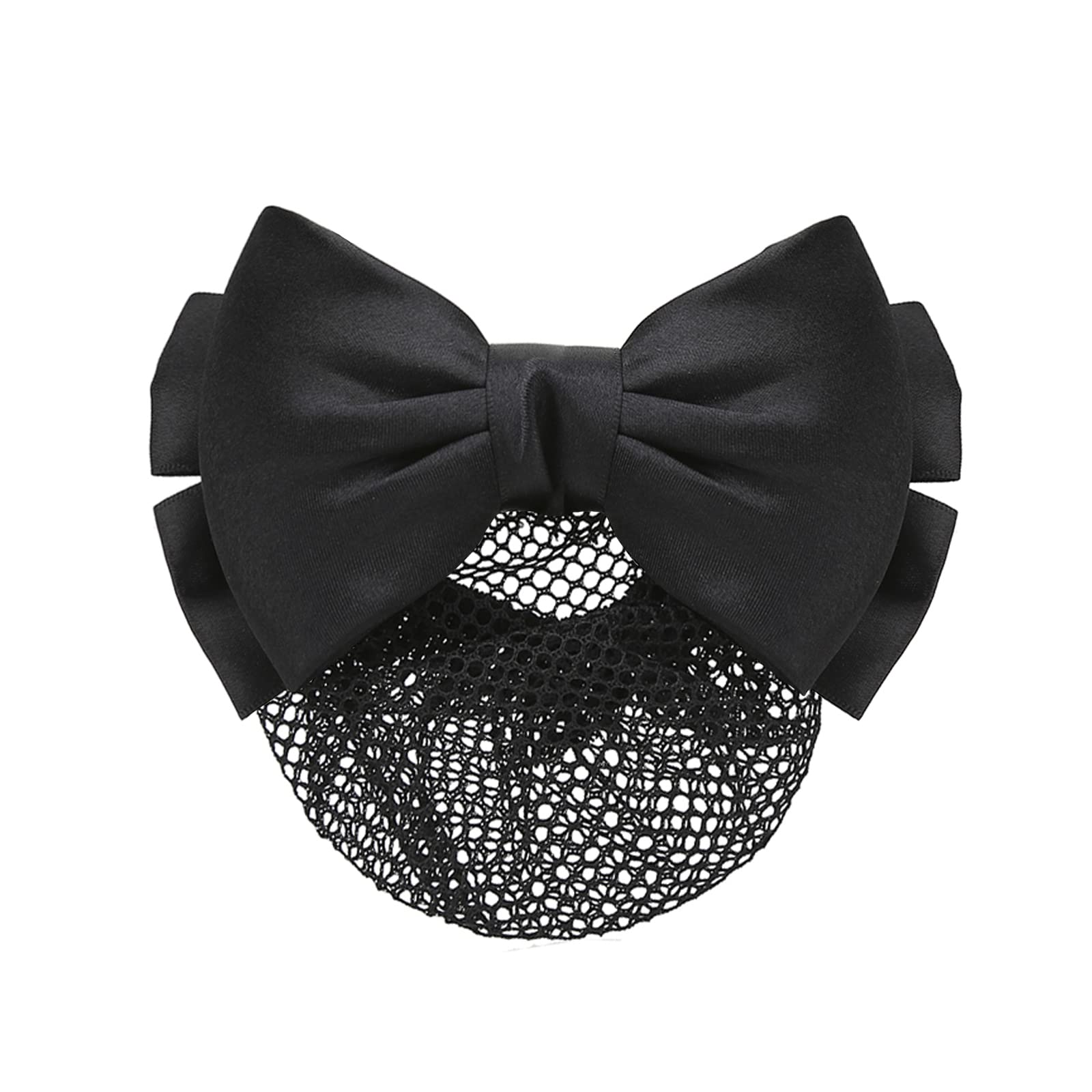 リボン バレッタ ネット 髪飾り リボン シニヨンネット お団子ネット ヘアアクセサリー まとめ髪 ヘアネット 髪色隠し お団子 バレッタ ヘアクリップ 髪飾り リボン おしゃれ シンプル 大きめ 卒業式 デート 冠婚葬祭 (ブラック)