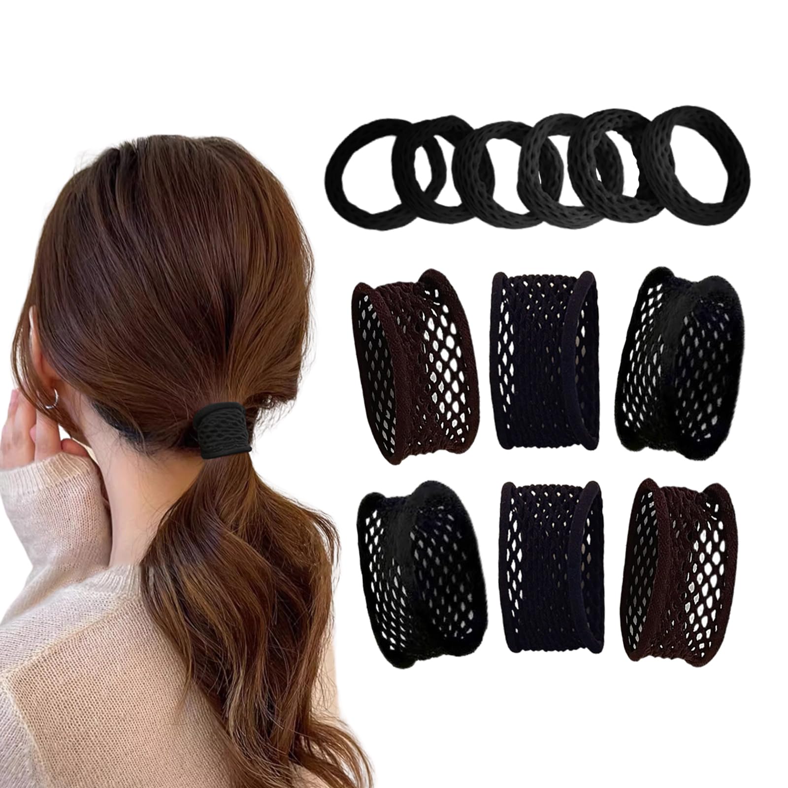 ヘアゴム 跡がつかないヘアゴム おしゃれ 6本セット 黒 髪ゴム 韓国風 髪 ゴム 髪留め ヘアゴム 高弾性 ゴム 無地 かわいい 髪ゴム 跡がつかない 韓国風髪ゴム ヘアアクセサリー 大人 通勤 通学 日常 エレガント レディース Topatrol (黒