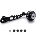 HEIGHTEN 60/70/80/90mm リール ハンドル 4色 シマノ(SHIMANO) ダイワ(DAIWA) アブ(Abu) 通用 ベイトリール用 Harmer Series (80mm/90mm 可変, ブラック&シルバー) (655)