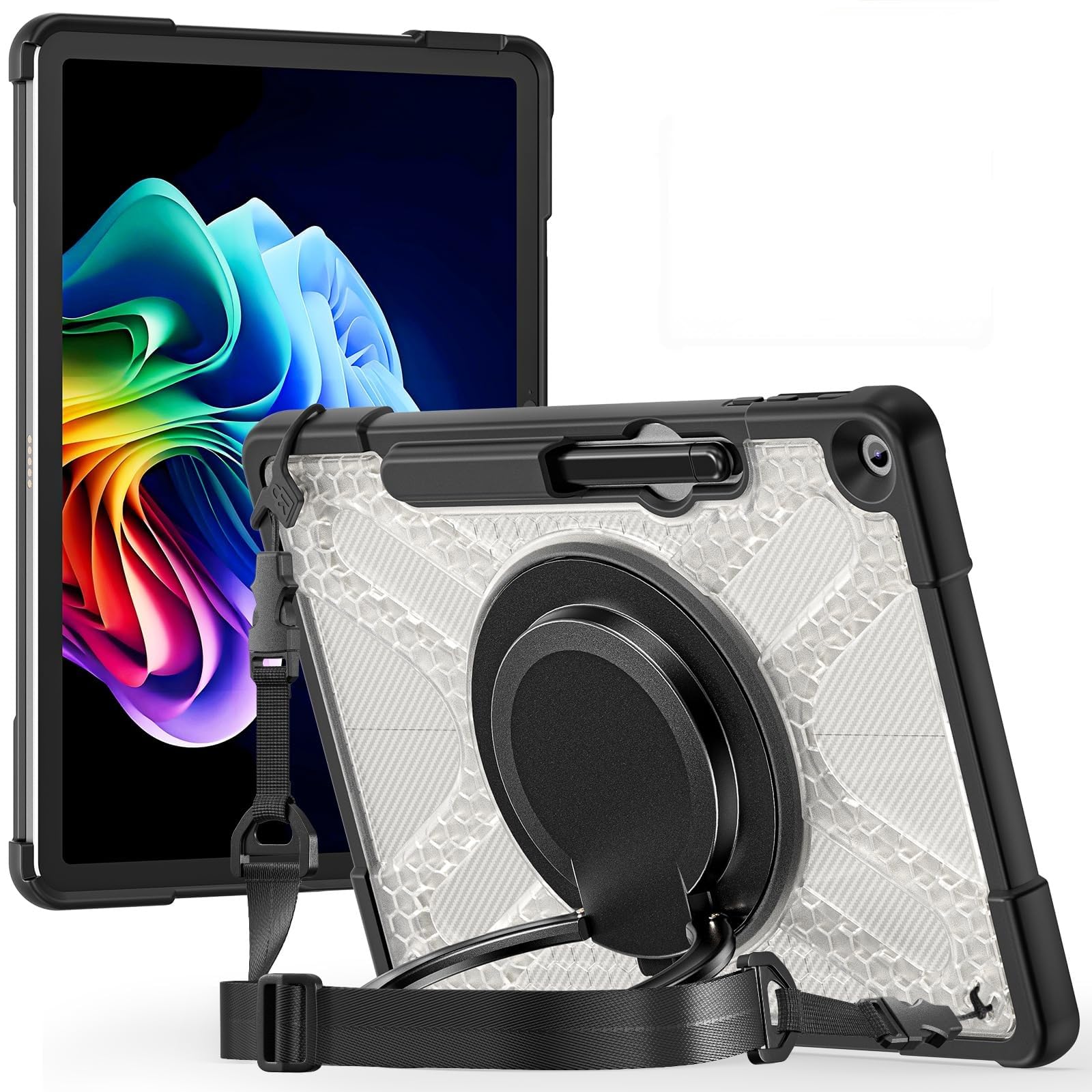 Rakuten - 肩掛け Surface Pro 12 ケース 耐衝撃 360°回転スタンド機能 ペンホルダー付き surface pro12 カバー (2025) おしゃれ サーフェス プロ12 保護ケース 半透明 調節可能 丈夫 ハンドストラップ 防塵 多機能 実用 強
