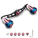HEIGHTEN 88/90/115mm リール ハンドル 22mm ノブ搭載 シマノ(SHIMANO) ダイワ(DAIWA) アブ(Abu) 通用 ベイトリール 用 Aurora Series (90mm - ブラック&桜ピンク) (677)