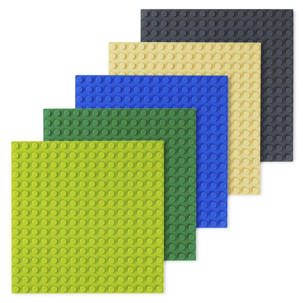 Rakuten - 基礎板 ブロック プレート クラシック 両面 互換性 16×16ポッチ 5色セット (グリーン・ライトグリーン・ベージュ・ブルー・グレー)