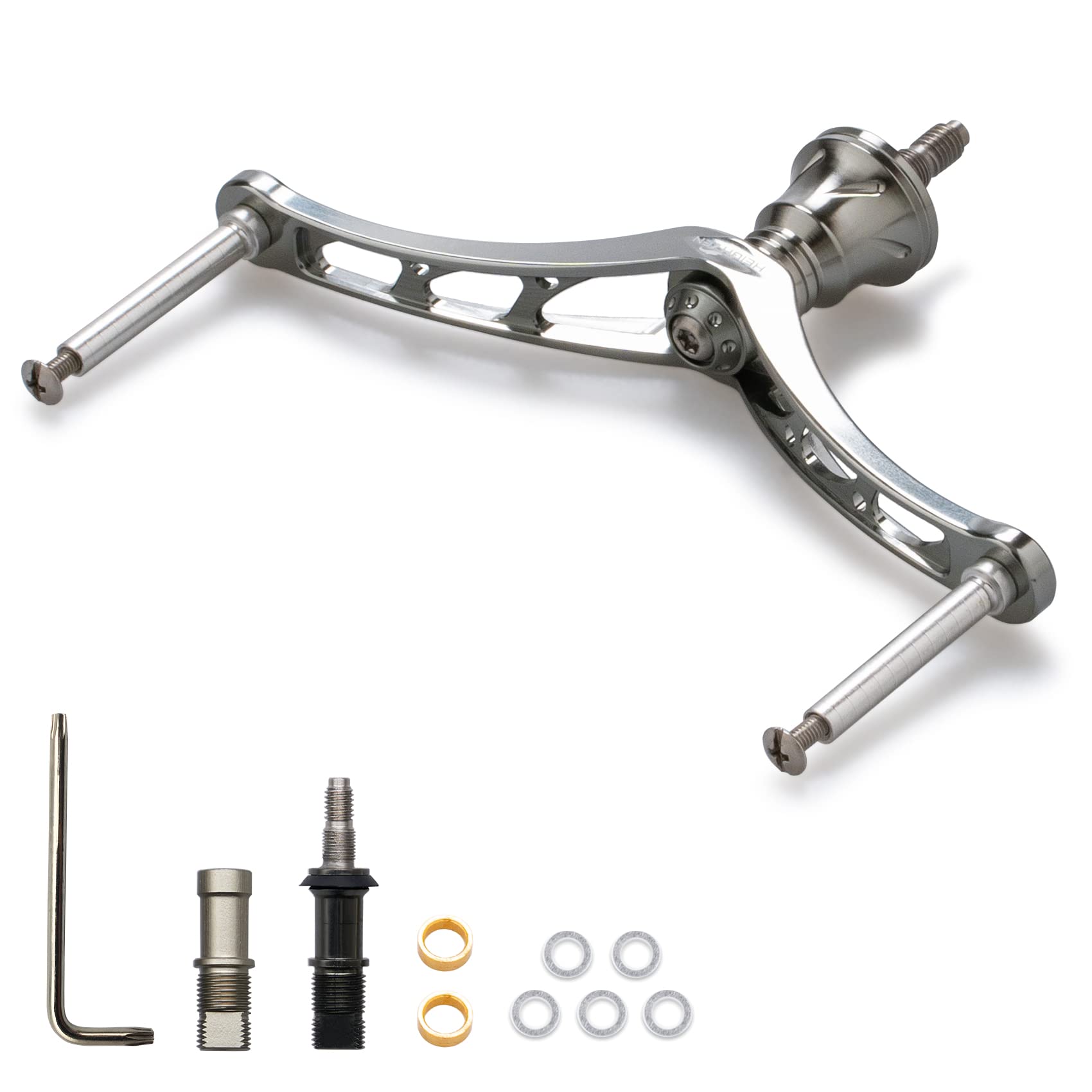 HEIGHTEN 80/92/95/98/110mm リール ハンドル (ノブ無し) シマノ(Shimano) ダイワ(DAIWA) 通用 スピニングリール 用 (80mm - ガンメタル) (108)