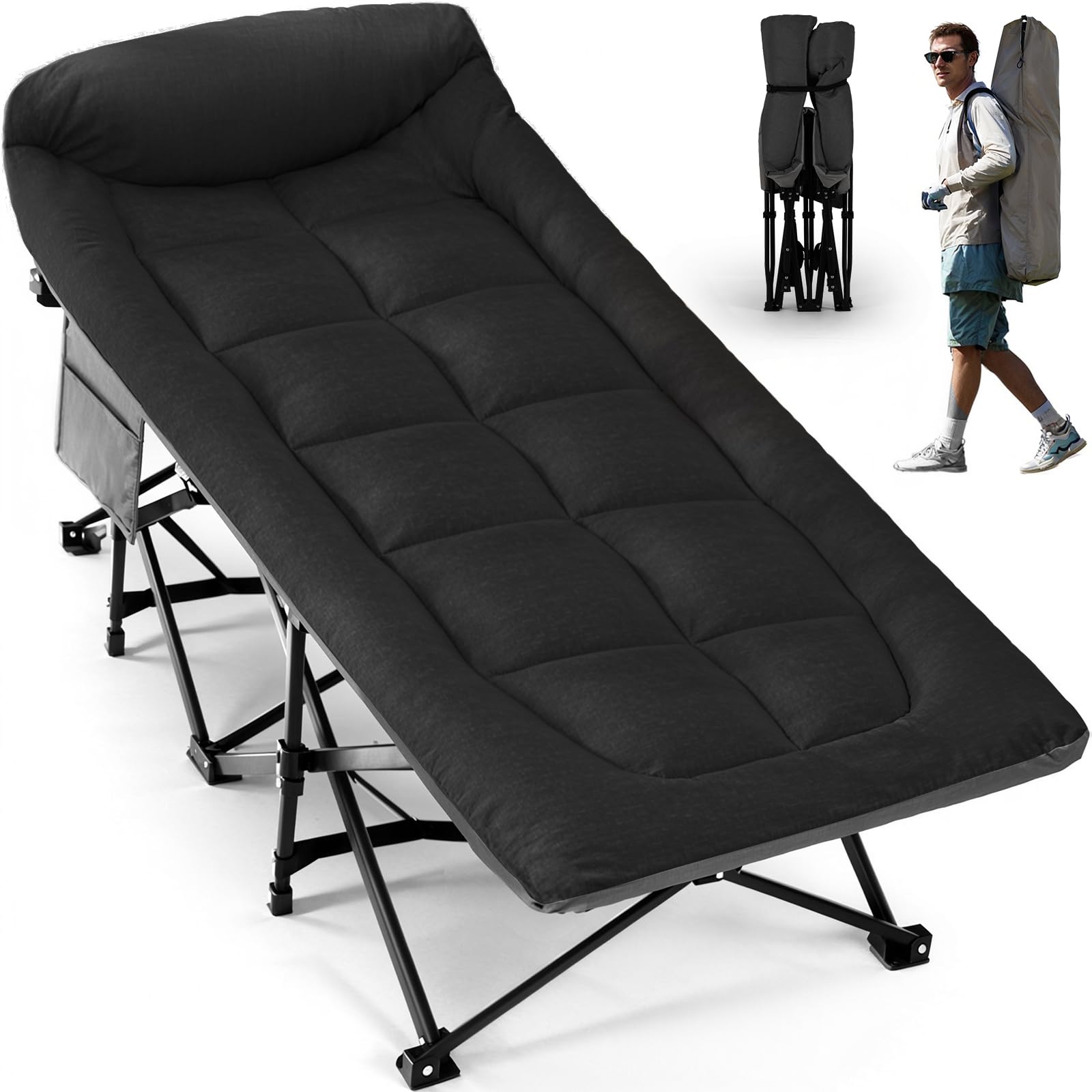 Overmont 折り畳み式ベッド 簡易ベッド 耐荷重250kg キャンプコット 防水 通気性 軽量 アウトドアベッド キャンプベッド 収納袋付き